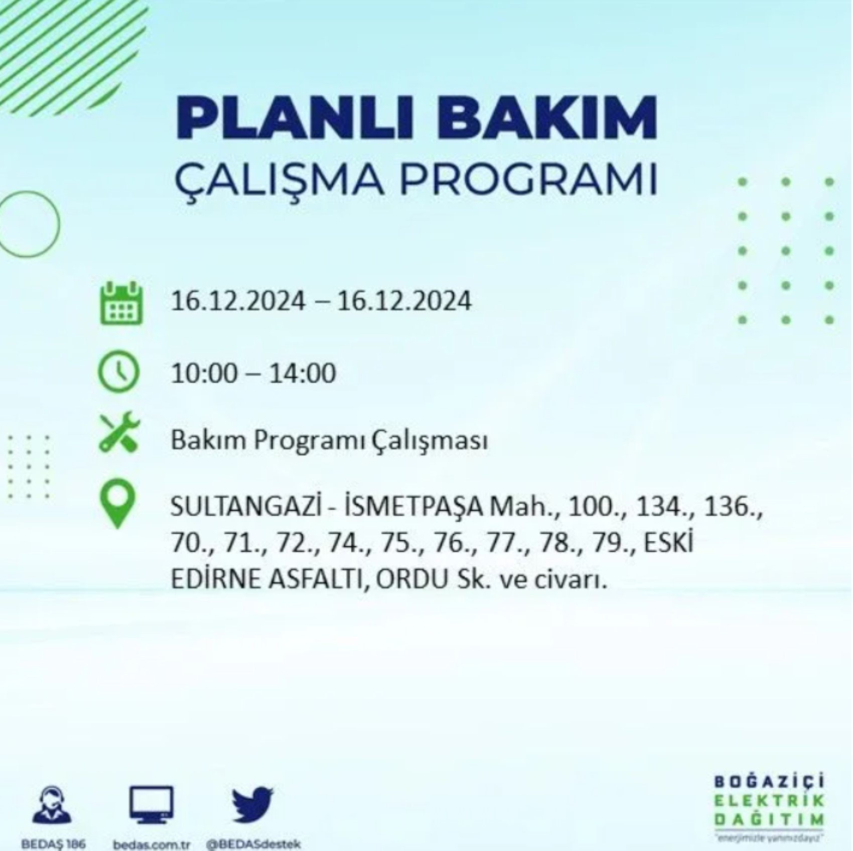 BEDAŞ açıkladı... İstanbul'da elektrik kesintisi: 16 Aralık'ta hangi mahalleler etkilenecek?