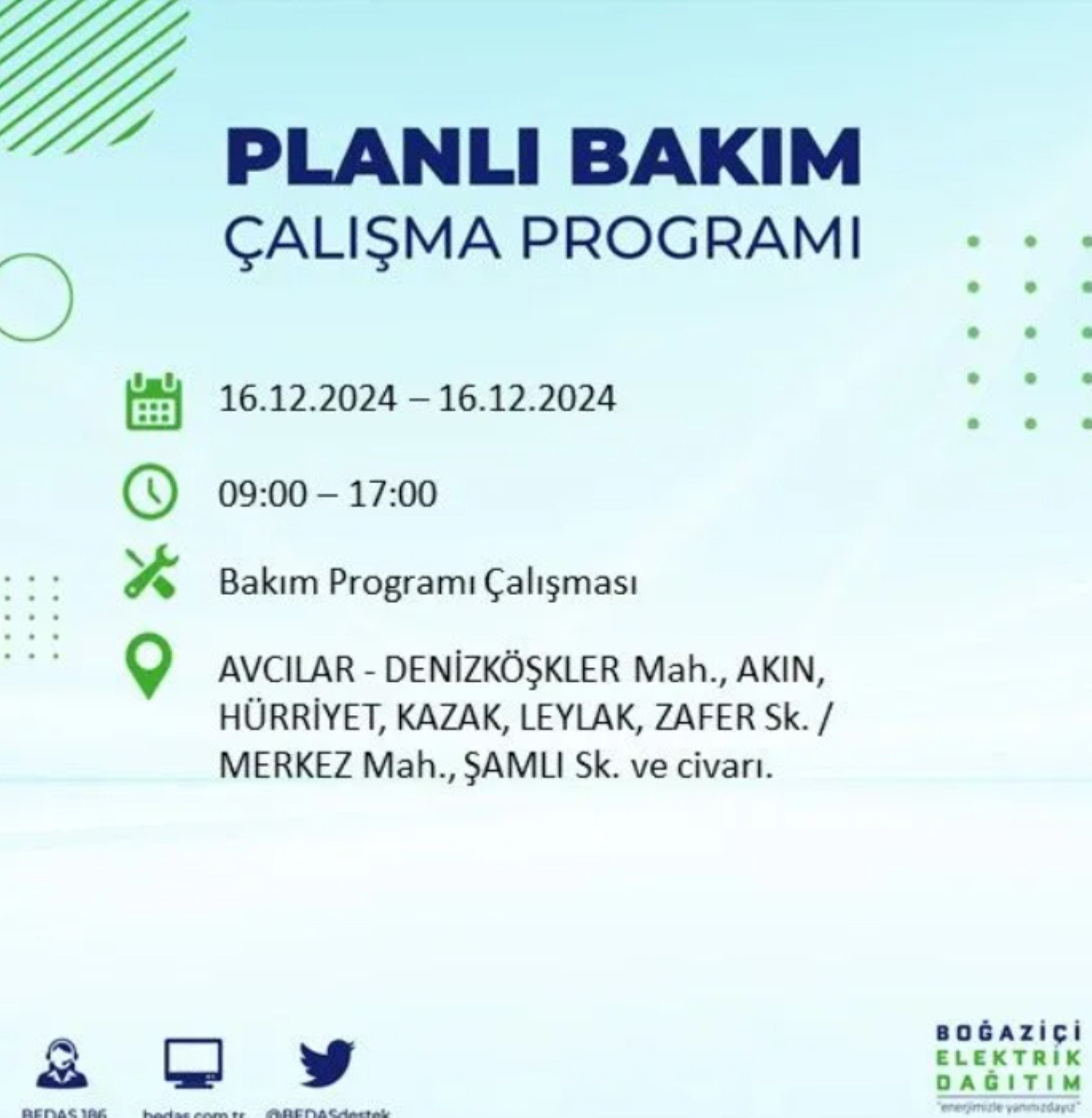 BEDAŞ açıkladı... İstanbul'da elektrik kesintisi: 16 Aralık'ta hangi mahalleler etkilenecek?