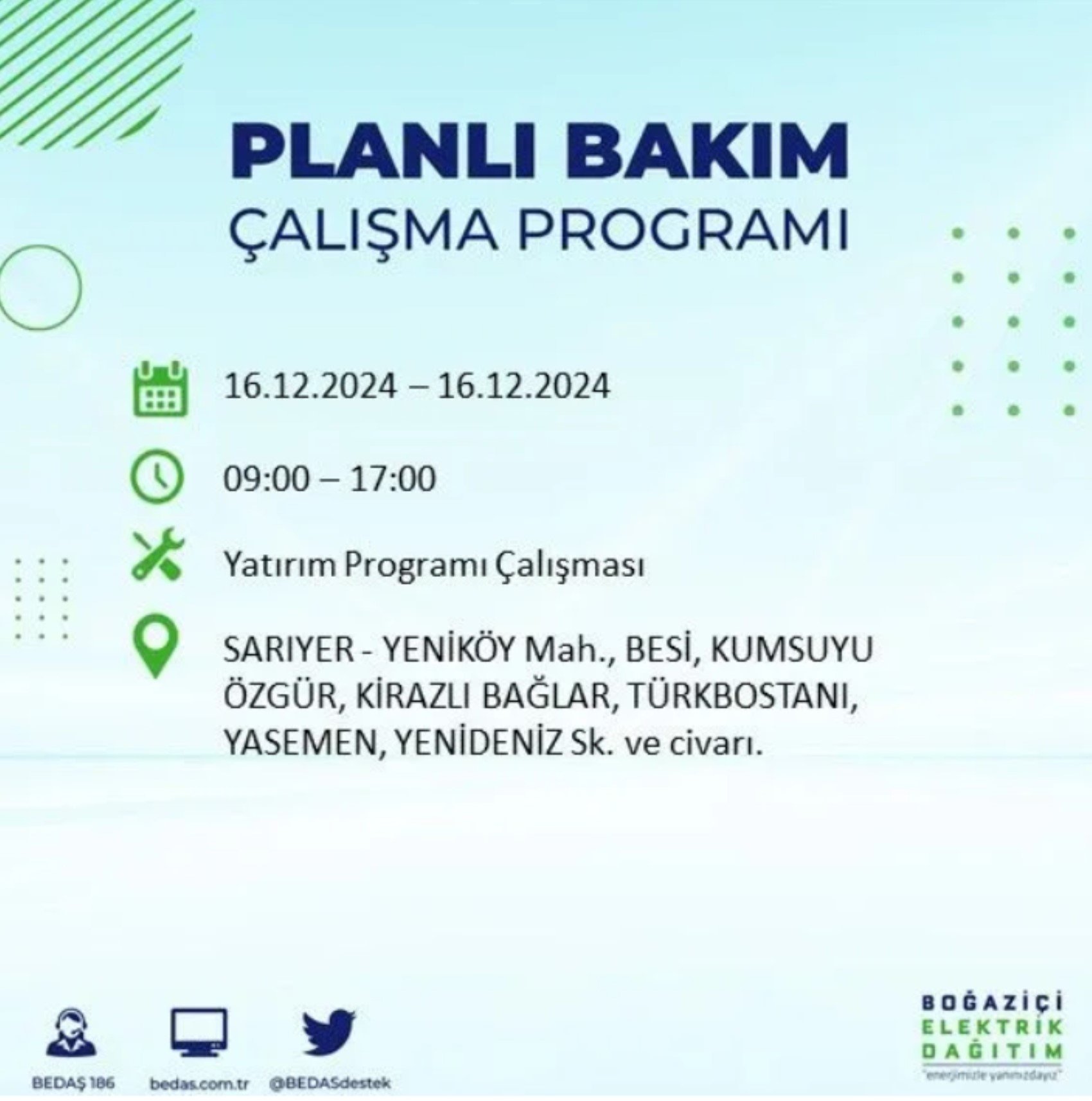 BEDAŞ açıkladı... İstanbul'da elektrik kesintisi: 16 Aralık'ta hangi mahalleler etkilenecek?