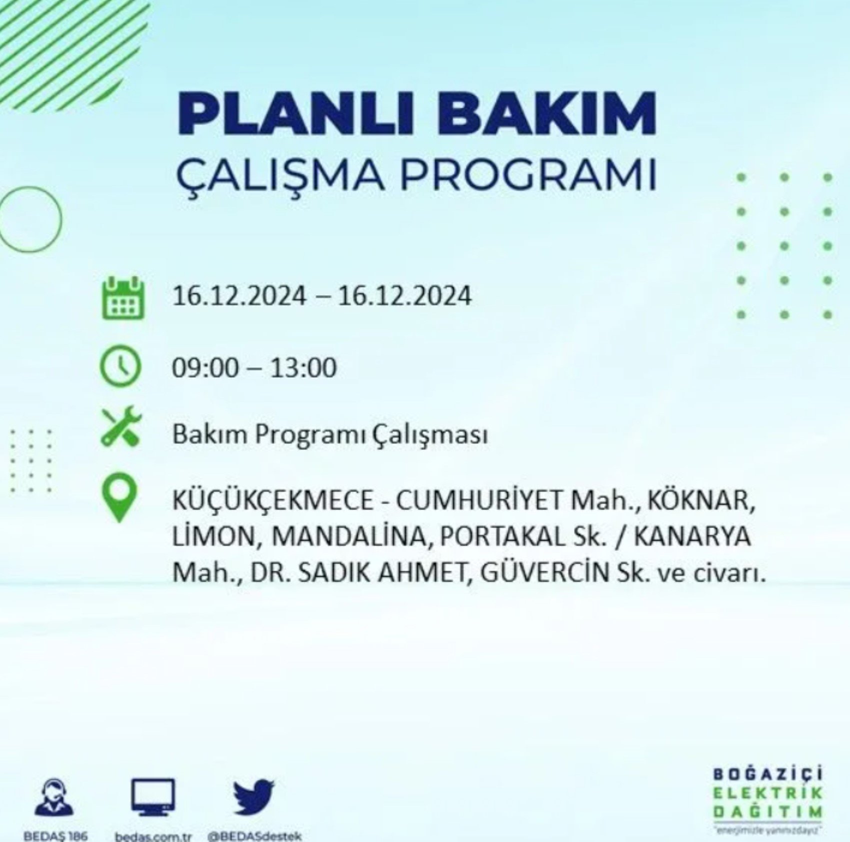 BEDAŞ açıkladı... İstanbul'da elektrik kesintisi: 16 Aralık'ta hangi mahalleler etkilenecek?