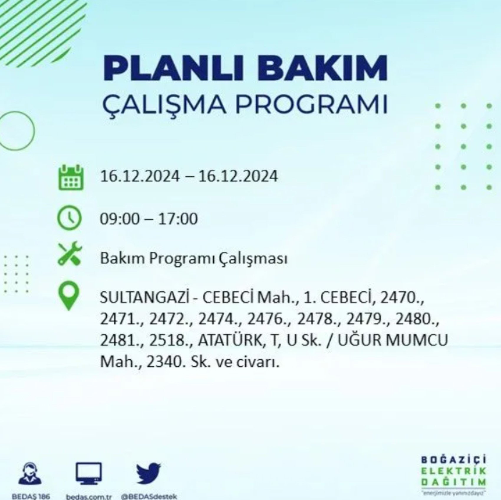 BEDAŞ açıkladı... İstanbul'da elektrik kesintisi: 16 Aralık'ta hangi mahalleler etkilenecek?