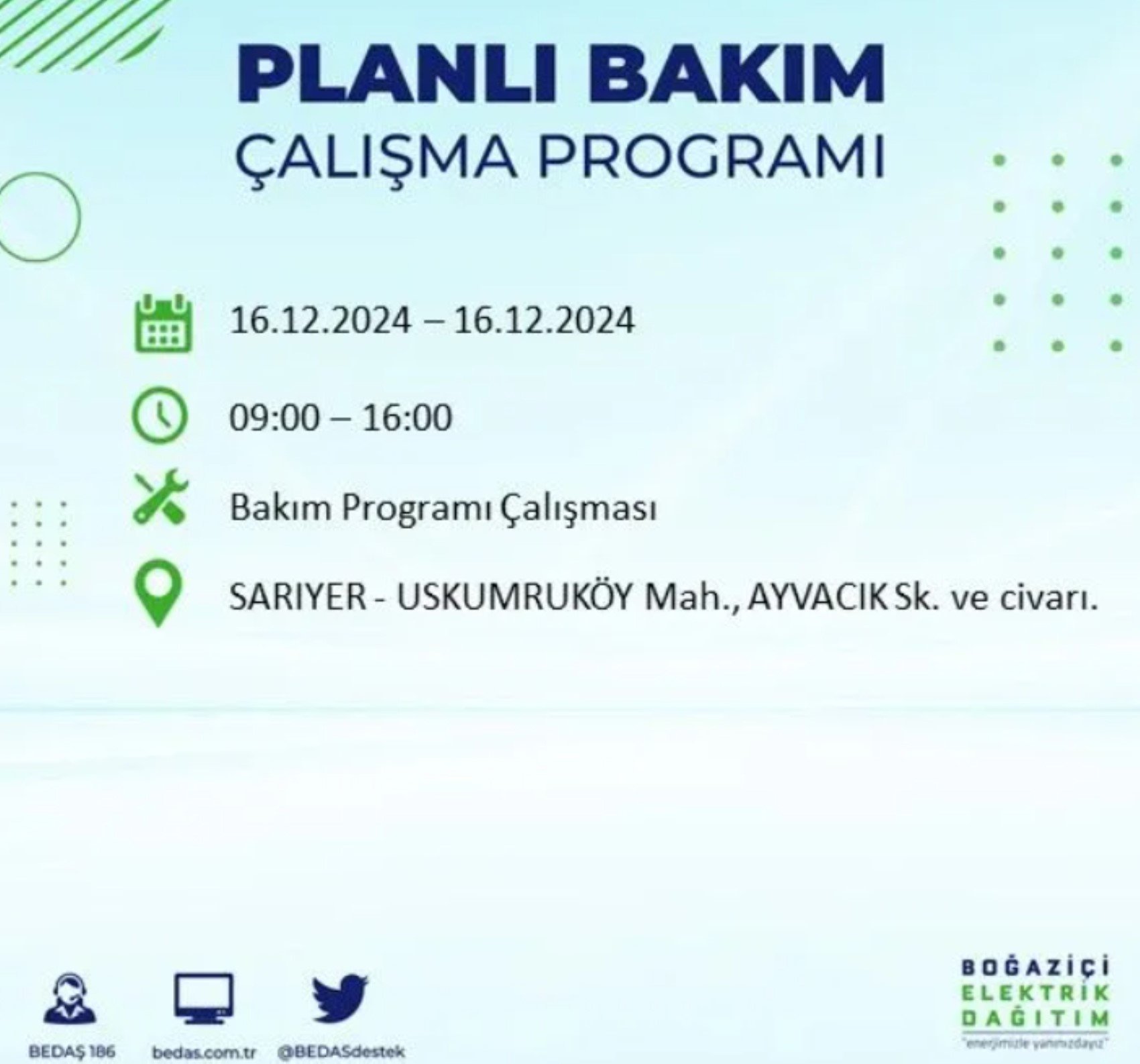 BEDAŞ açıkladı... İstanbul'da elektrik kesintisi: 16 Aralık'ta hangi mahalleler etkilenecek?