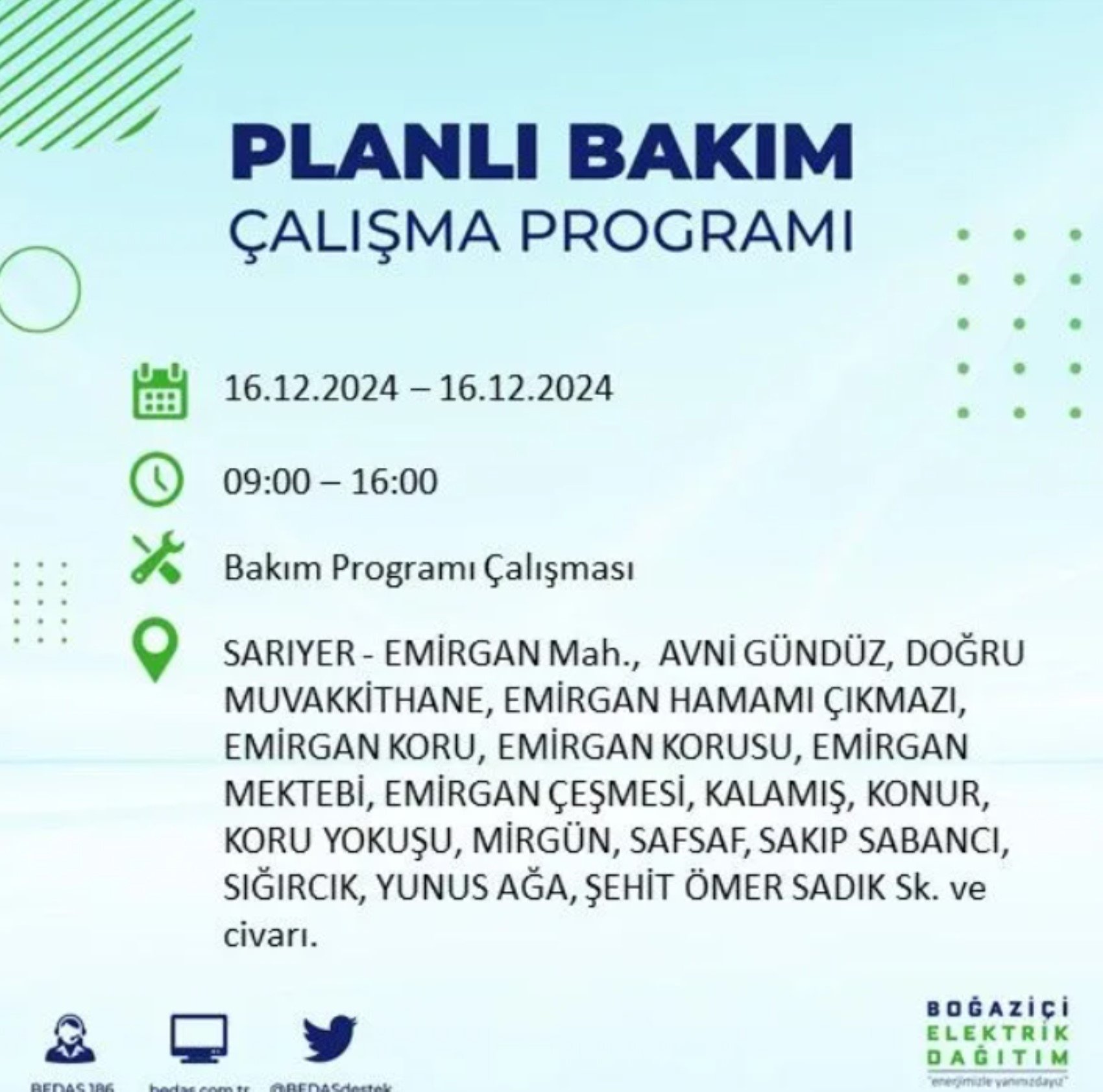 BEDAŞ açıkladı... İstanbul'da elektrik kesintisi: 16 Aralık'ta hangi mahalleler etkilenecek?