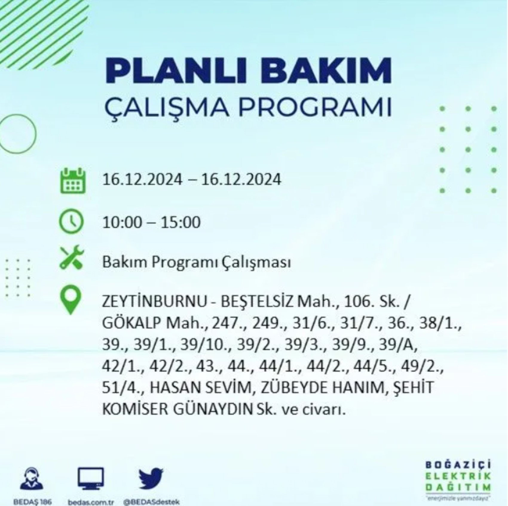 BEDAŞ açıkladı... İstanbul'da elektrik kesintisi: 16 Aralık'ta hangi mahalleler etkilenecek?