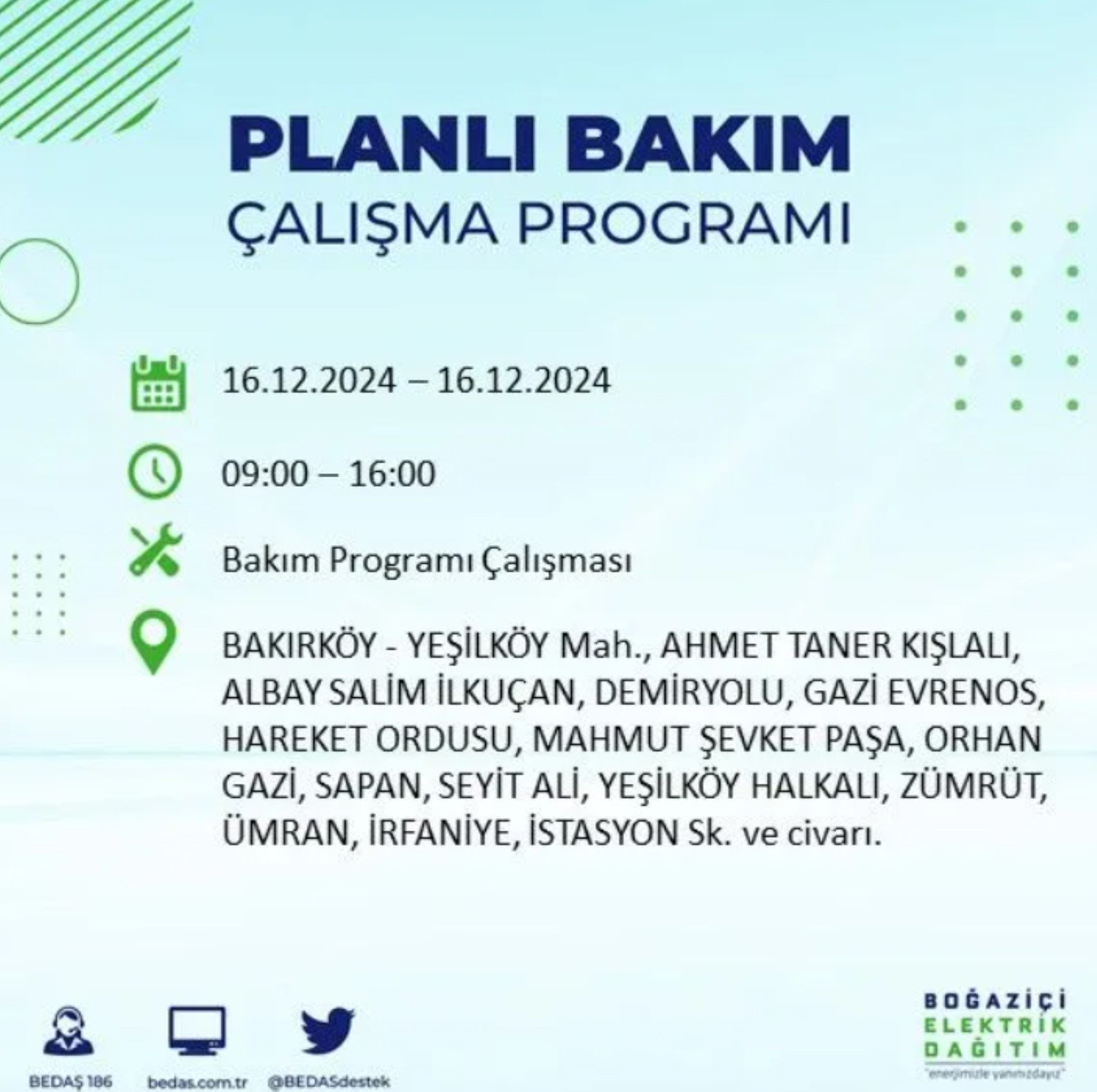 BEDAŞ açıkladı... İstanbul'da elektrik kesintisi: 16 Aralık'ta hangi mahalleler etkilenecek?