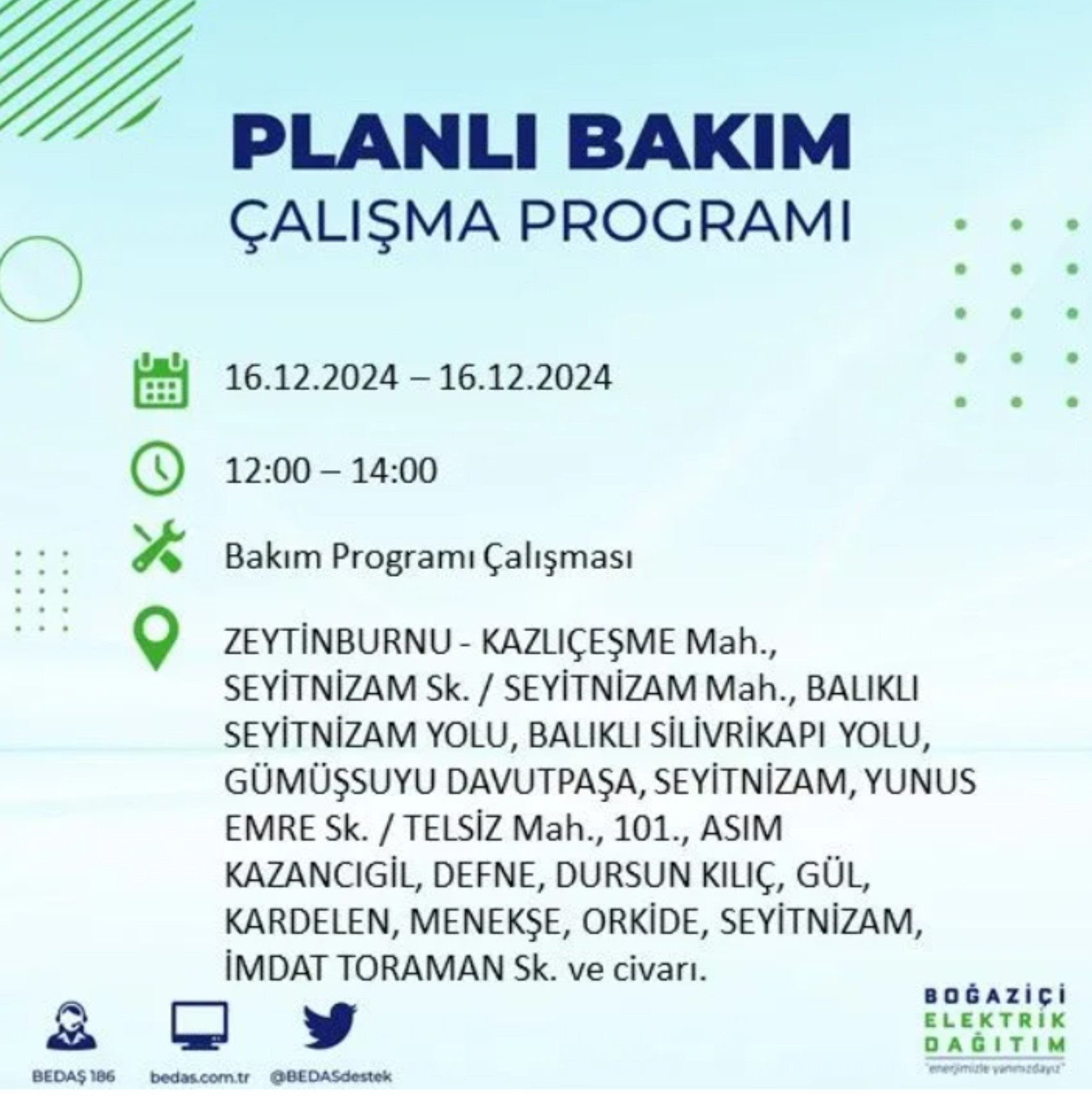 BEDAŞ açıkladı... İstanbul'da elektrik kesintisi: 16 Aralık'ta hangi mahalleler etkilenecek?