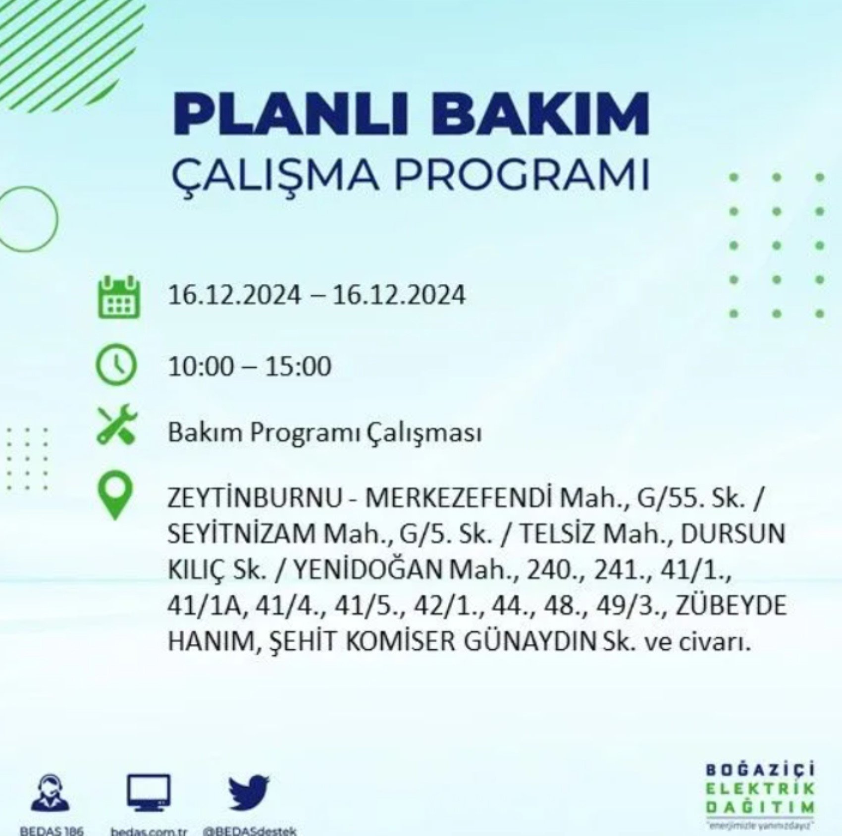 BEDAŞ açıkladı... İstanbul'da elektrik kesintisi: 16 Aralık'ta hangi mahalleler etkilenecek?