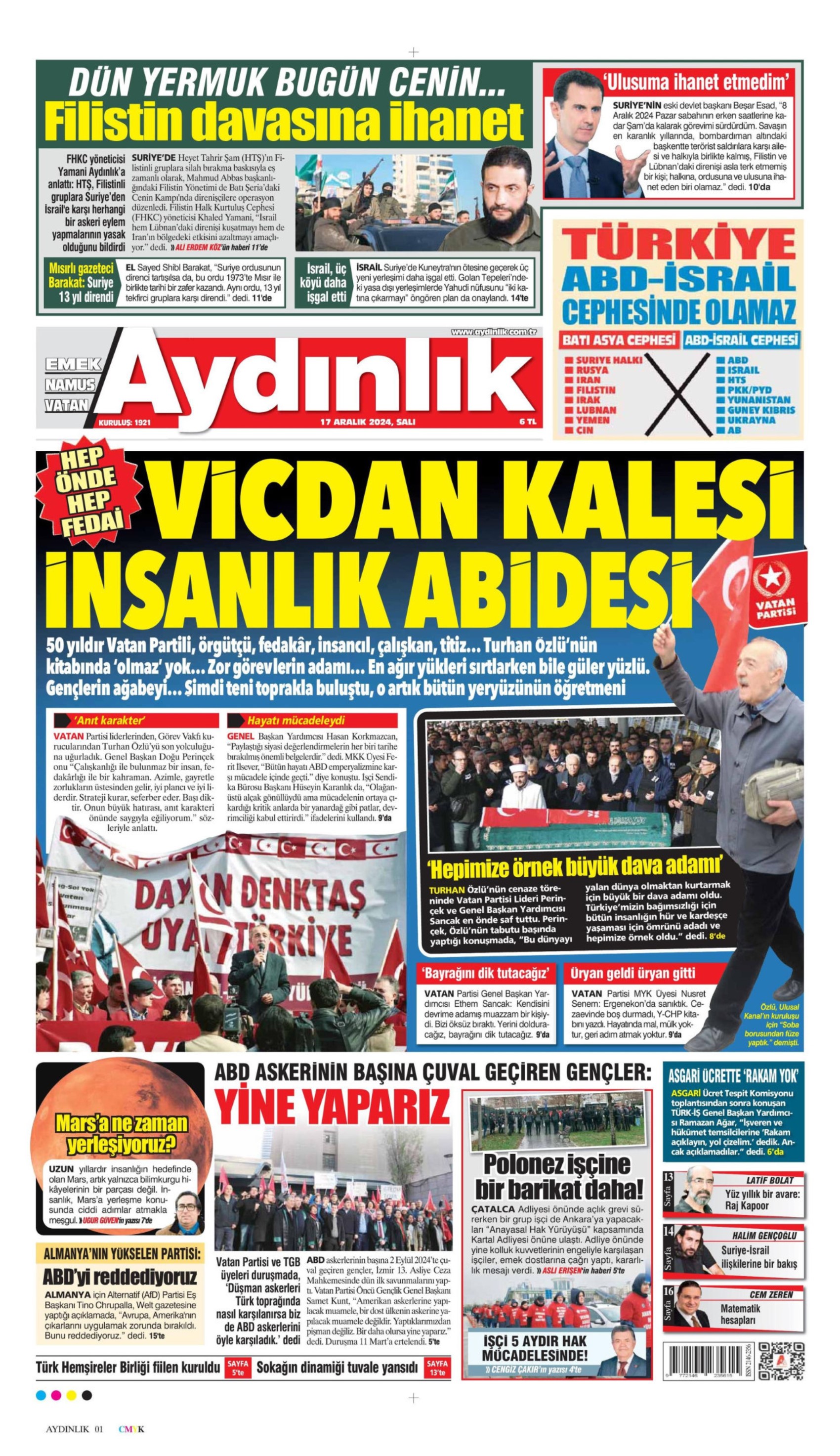 17 Aralık 2024 gazete manşetleri: Gazeteler, CHP'li belediyelere haciz işlemini nasıl gördü?