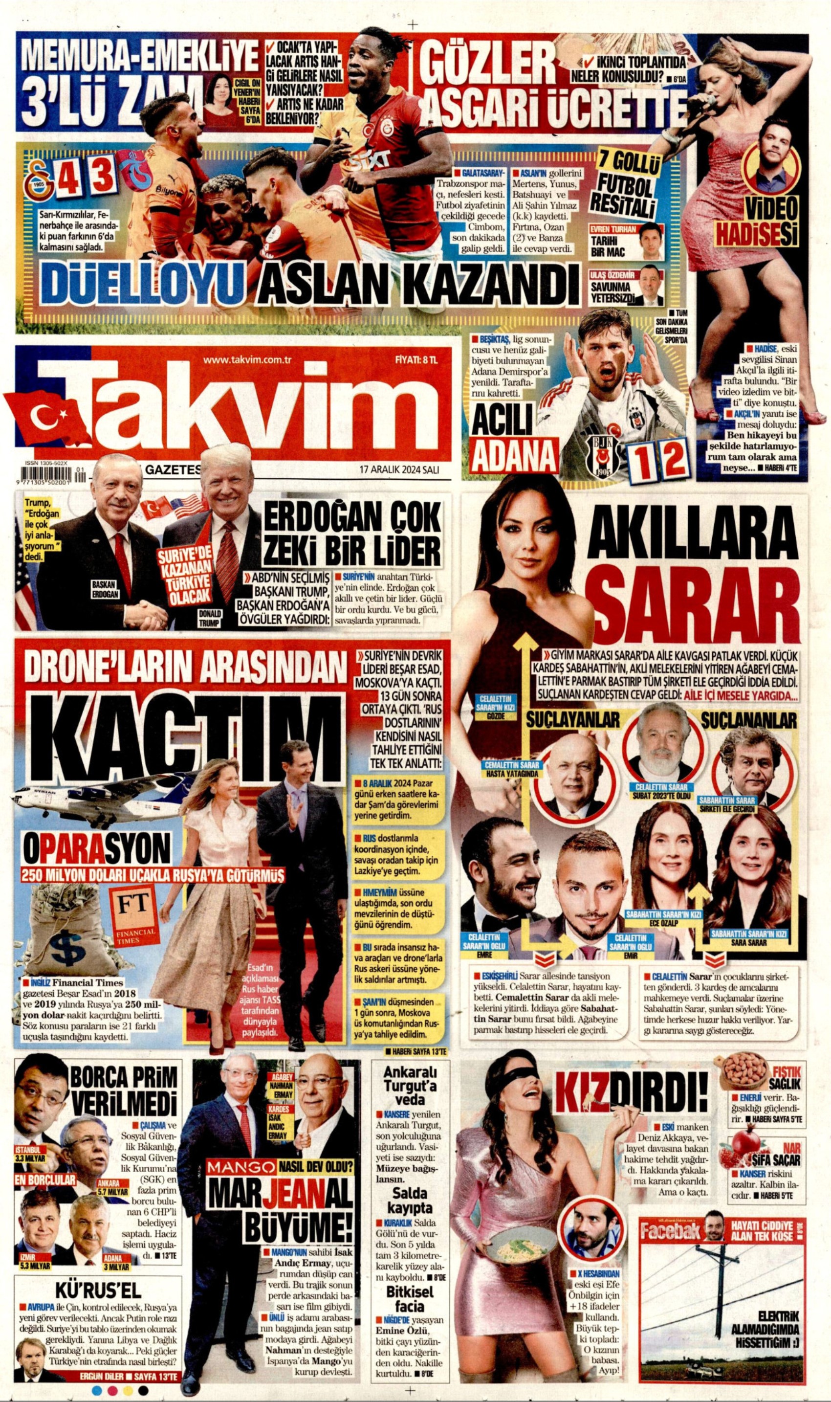 17 Aralık 2024 gazete manşetleri: Gazeteler, CHP'li belediyelere haciz işlemini nasıl gördü?