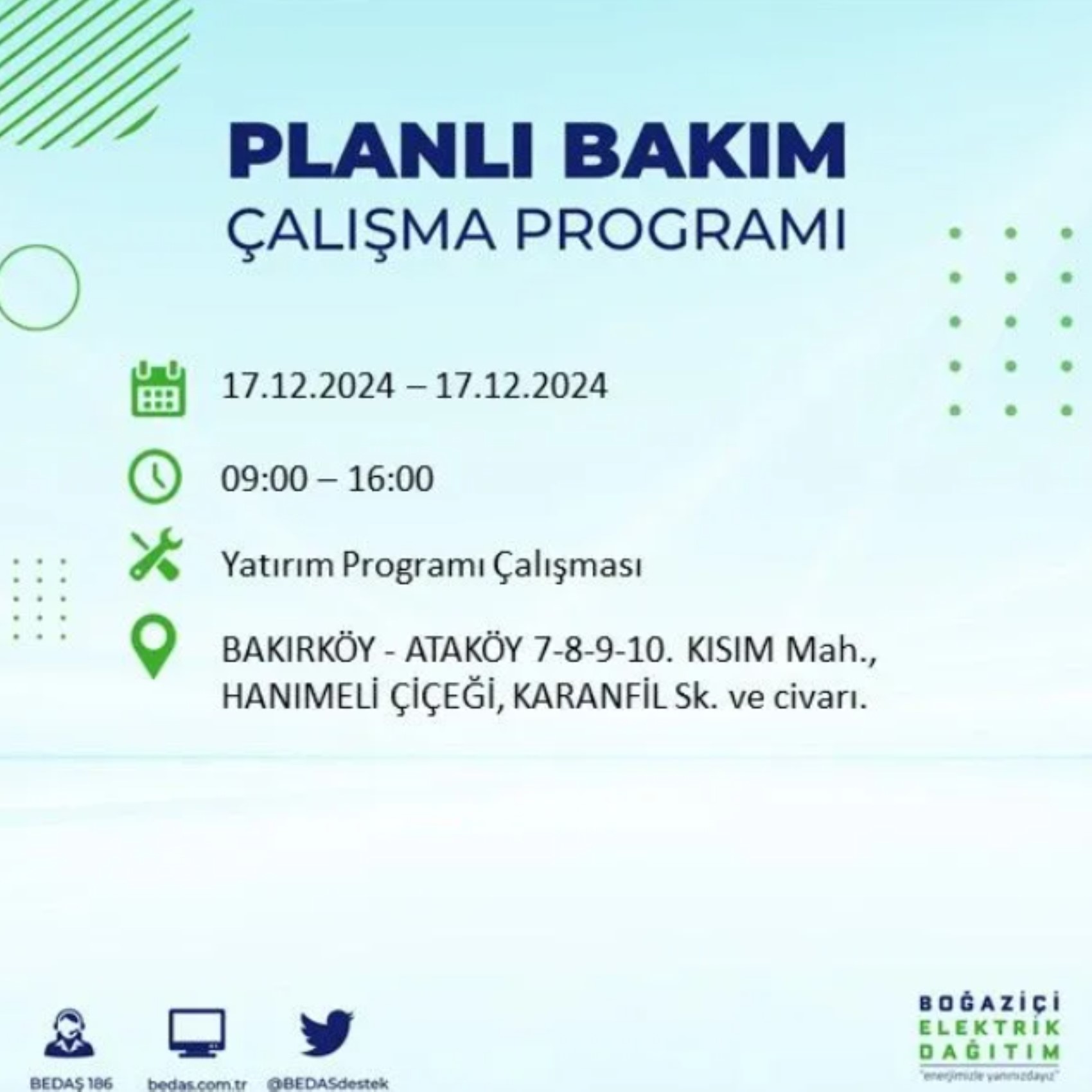 BEDAŞ açıkladı... İstanbul'da elektrik kesintisi: 17 Aralık'ta hangi mahalleler etkilenecek?