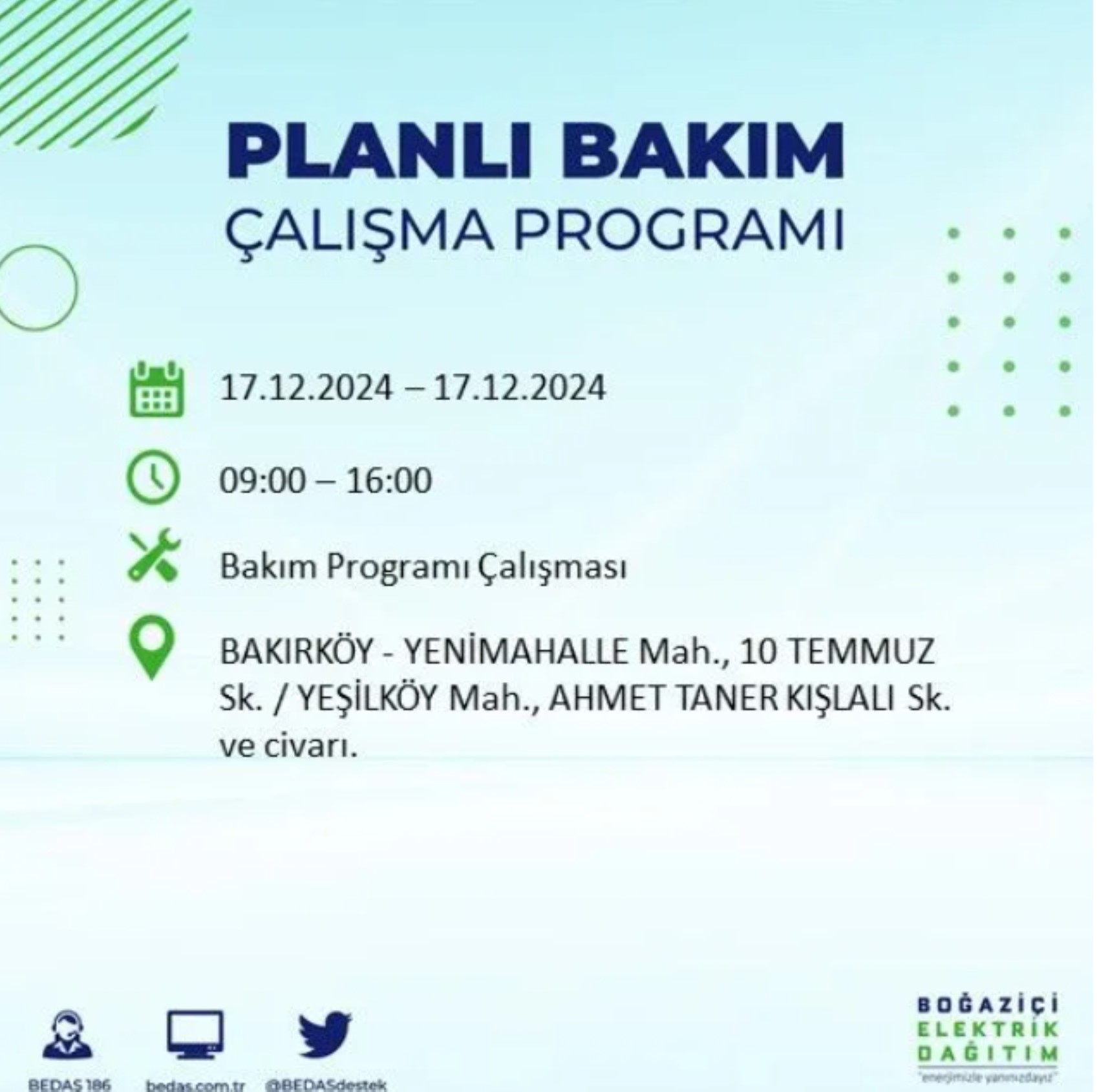 BEDAŞ açıkladı... İstanbul'da elektrik kesintisi: 17 Aralık'ta hangi mahalleler etkilenecek?