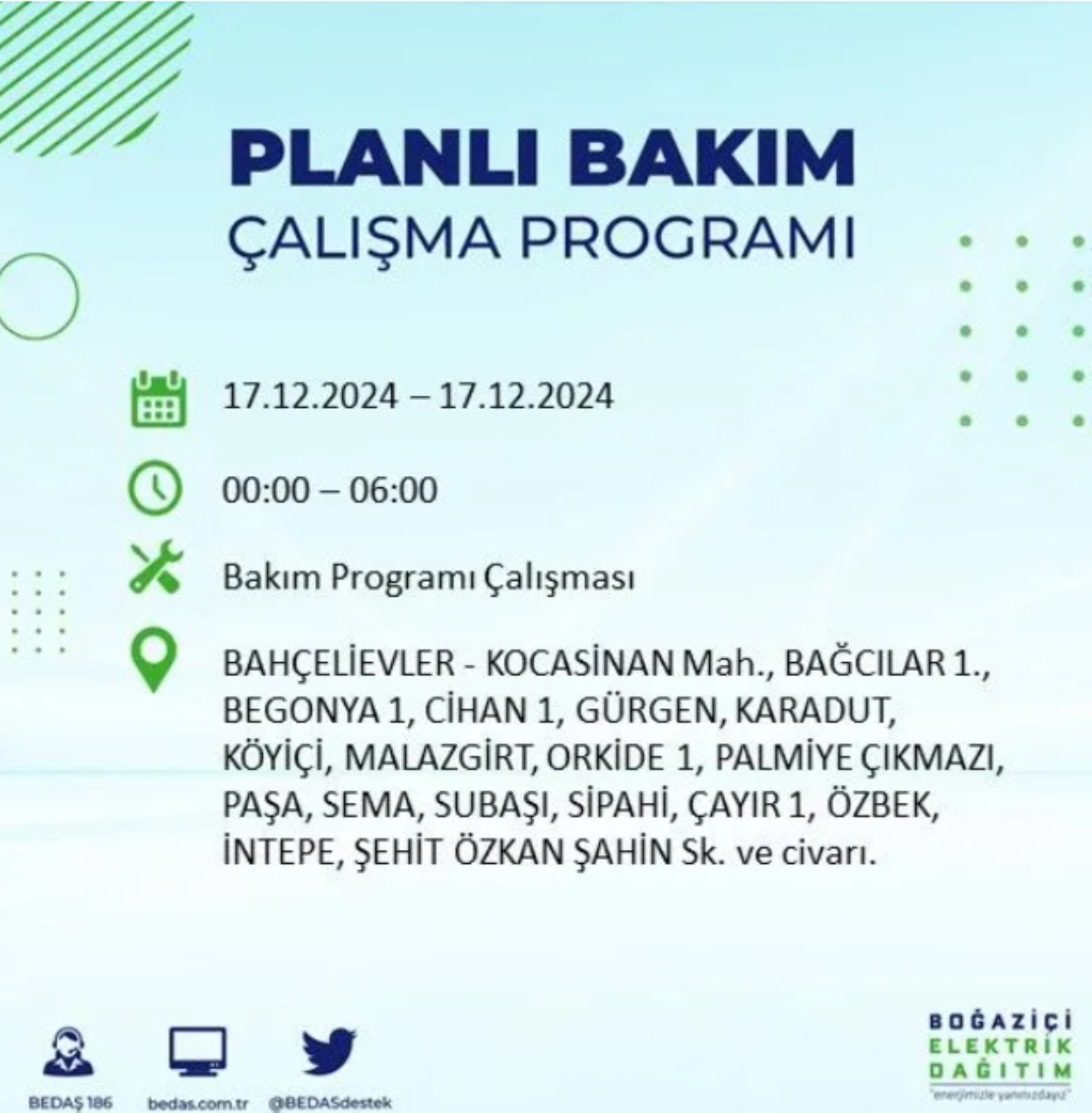 BEDAŞ açıkladı... İstanbul'da elektrik kesintisi: 17 Aralık'ta hangi mahalleler etkilenecek?