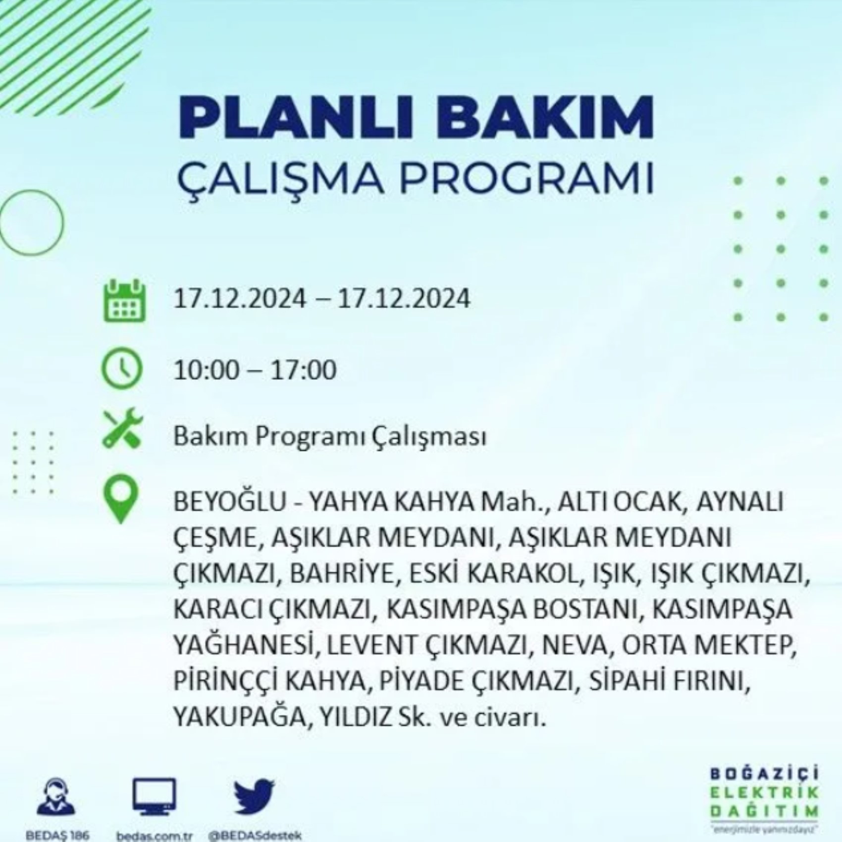 BEDAŞ açıkladı... İstanbul'da elektrik kesintisi: 17 Aralık'ta hangi mahalleler etkilenecek?