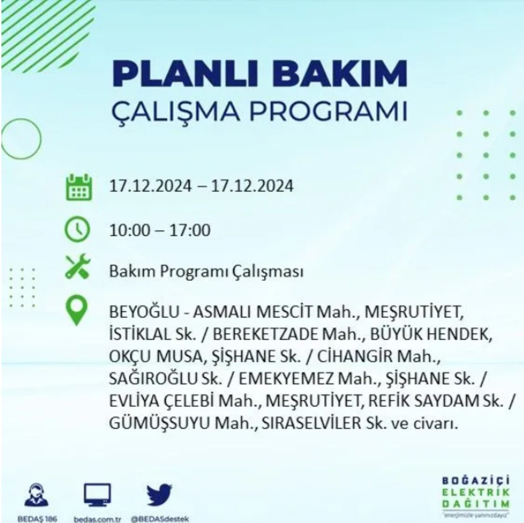 BEDAŞ açıkladı... İstanbul'da elektrik kesintisi: 17 Aralık'ta hangi mahalleler etkilenecek?