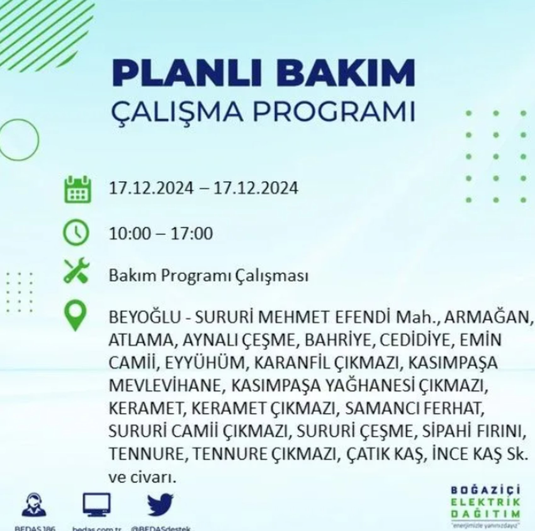 BEDAŞ açıkladı... İstanbul'da elektrik kesintisi: 17 Aralık'ta hangi mahalleler etkilenecek?