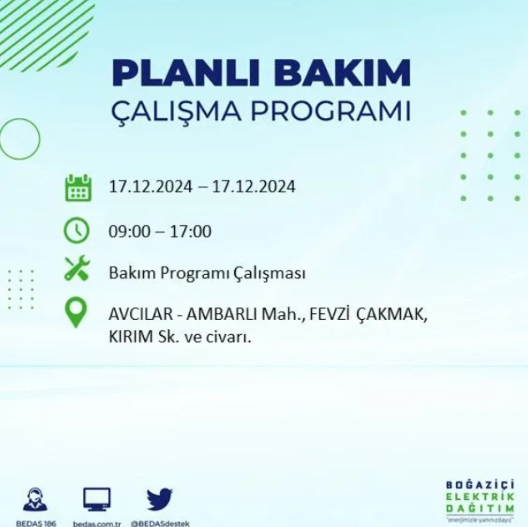 BEDAŞ açıkladı... İstanbul'da elektrik kesintisi: 17 Aralık'ta hangi mahalleler etkilenecek?