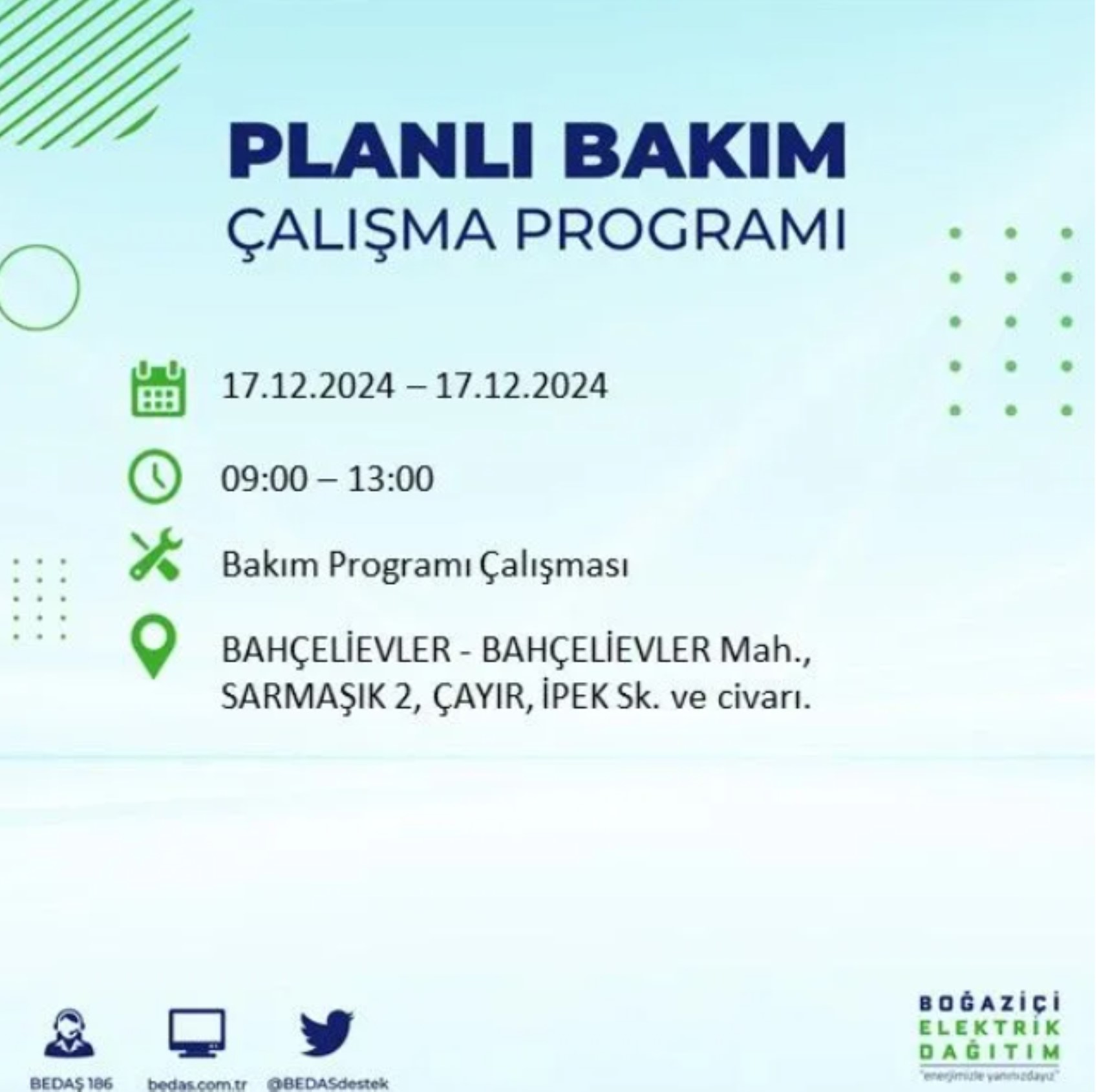 BEDAŞ açıkladı... İstanbul'da elektrik kesintisi: 17 Aralık'ta hangi mahalleler etkilenecek?