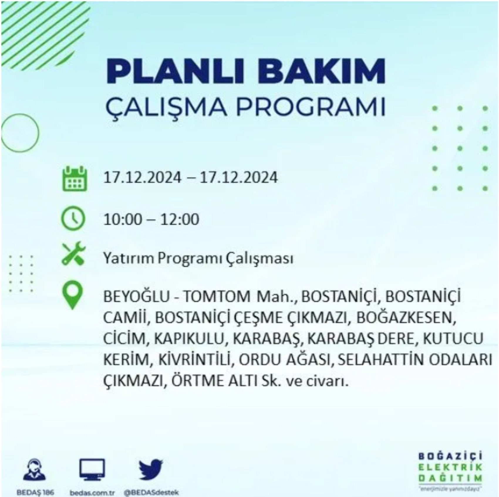 BEDAŞ açıkladı... İstanbul'da elektrik kesintisi: 17 Aralık'ta hangi mahalleler etkilenecek?