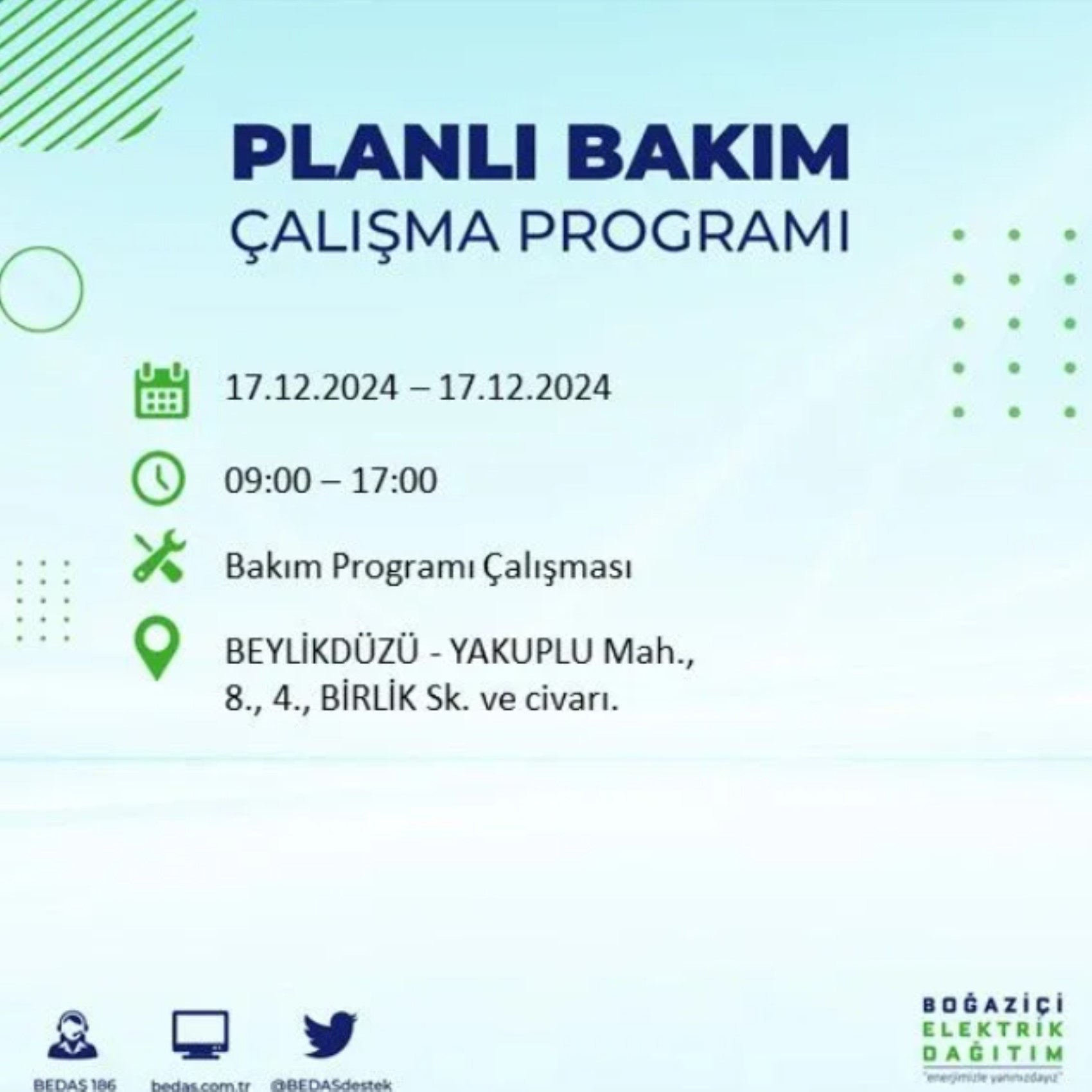 BEDAŞ açıkladı... İstanbul'da elektrik kesintisi: 17 Aralık'ta hangi mahalleler etkilenecek?