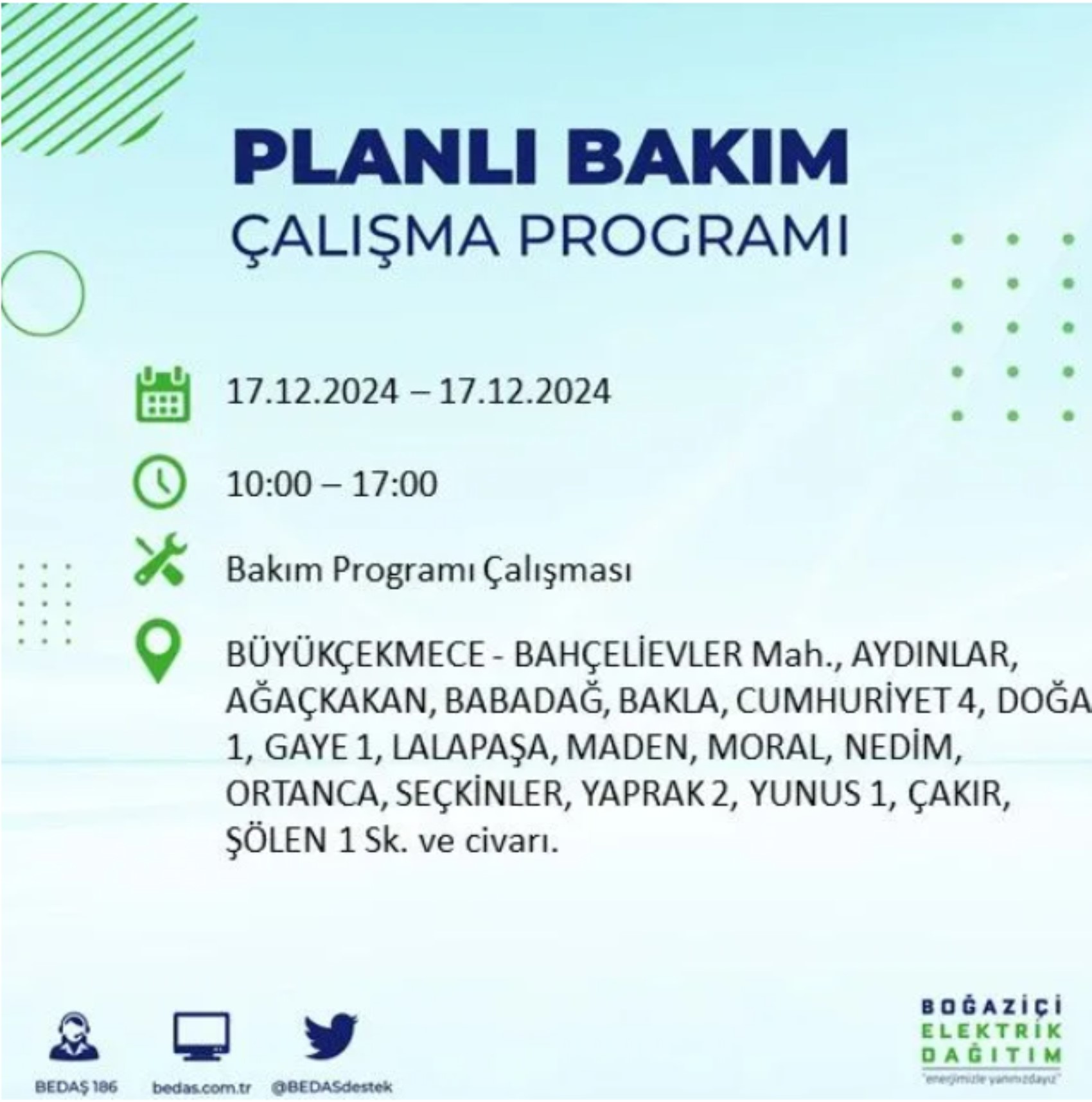 BEDAŞ açıkladı... İstanbul'da elektrik kesintisi: 17 Aralık'ta hangi mahalleler etkilenecek?