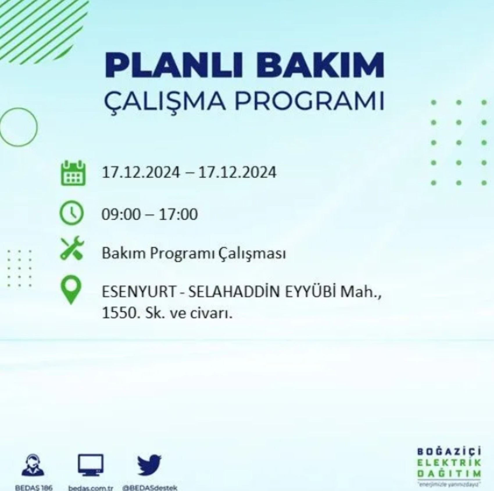 BEDAŞ açıkladı... İstanbul'da elektrik kesintisi: 17 Aralık'ta hangi mahalleler etkilenecek?