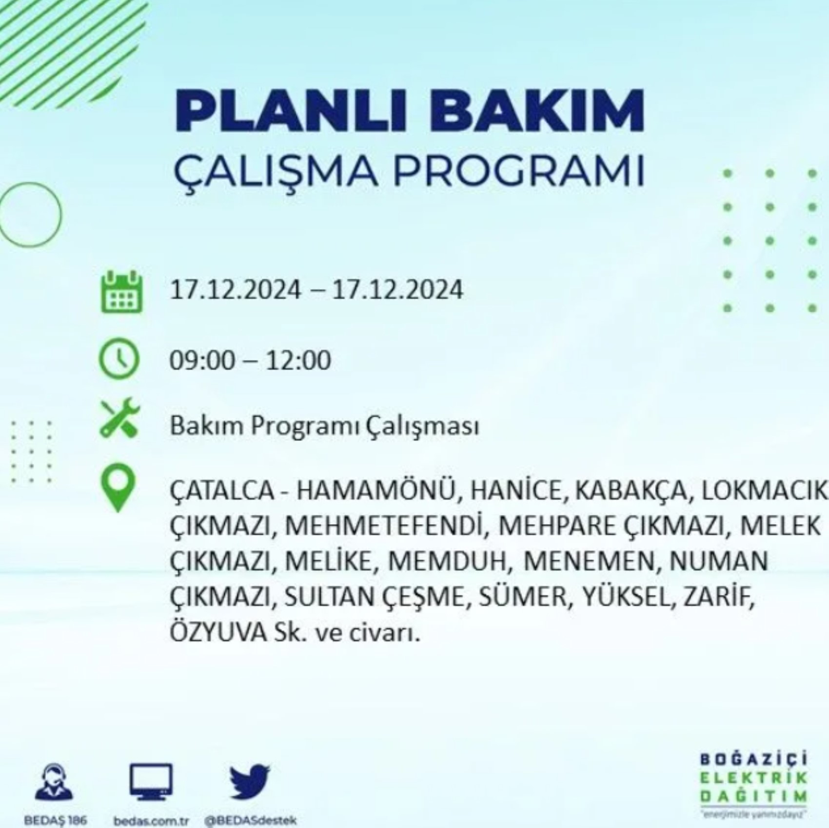 BEDAŞ açıkladı... İstanbul'da elektrik kesintisi: 17 Aralık'ta hangi mahalleler etkilenecek?