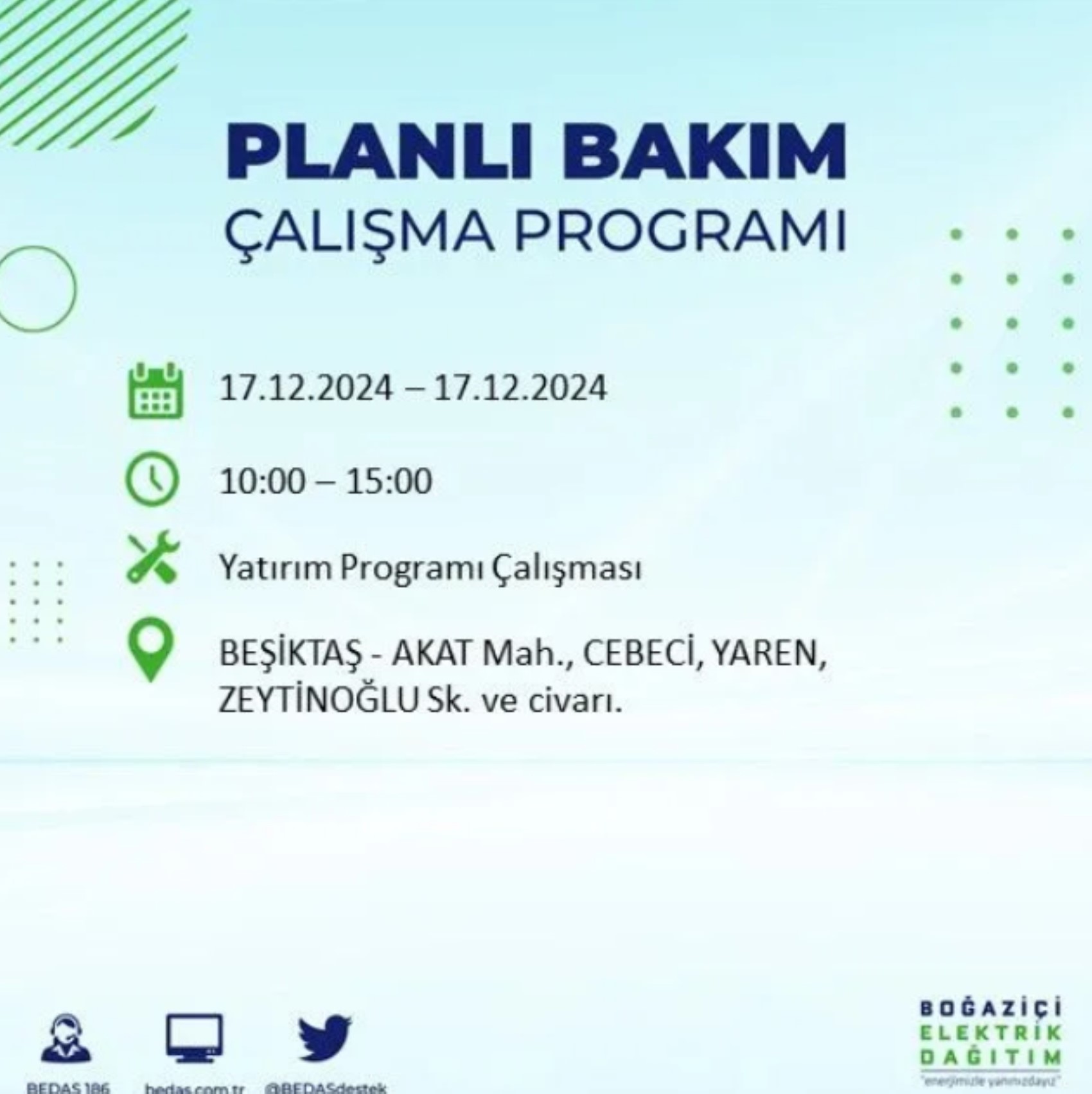 BEDAŞ açıkladı... İstanbul'da elektrik kesintisi: 17 Aralık'ta hangi mahalleler etkilenecek?