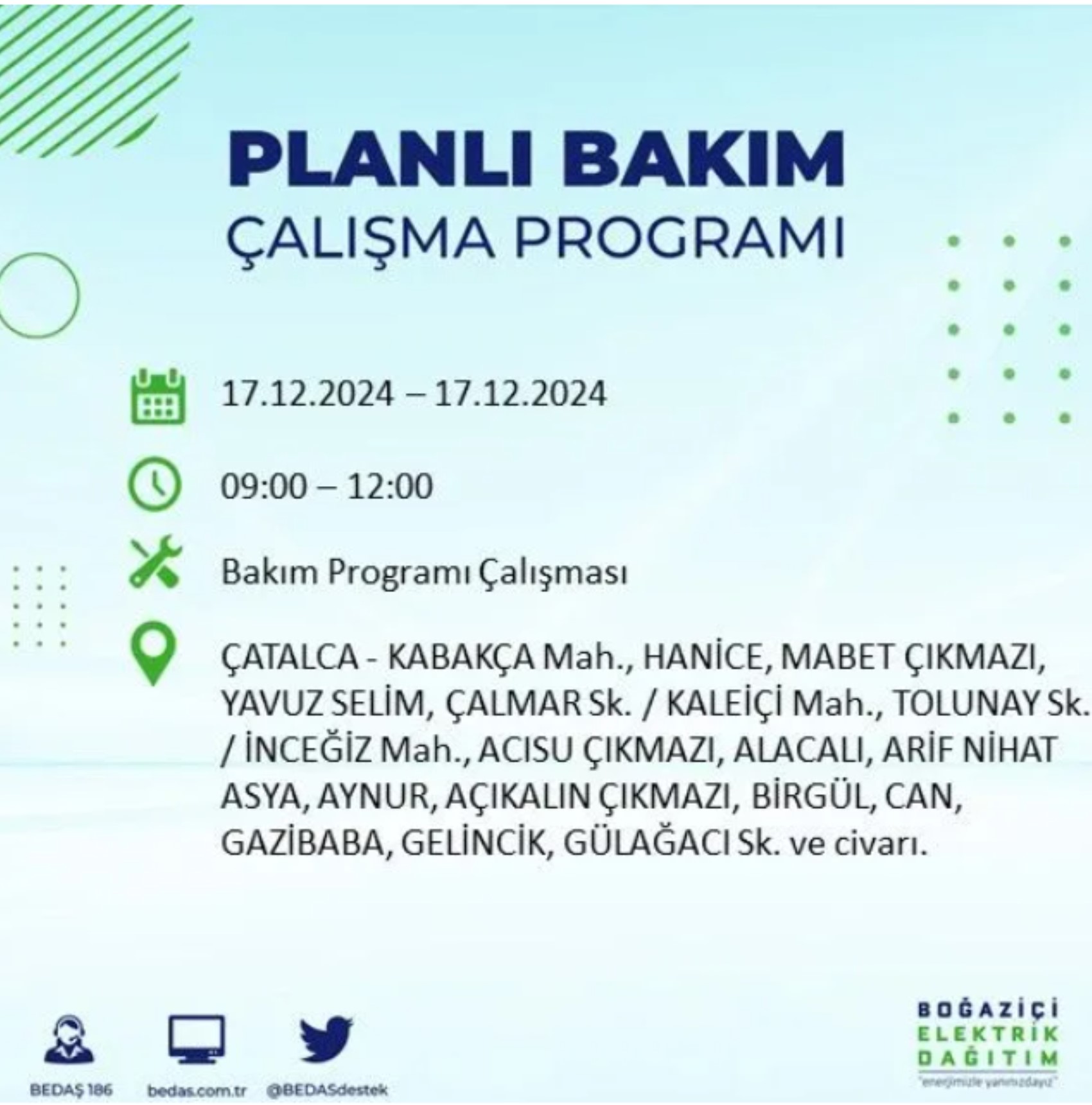 BEDAŞ açıkladı... İstanbul'da elektrik kesintisi: 17 Aralık'ta hangi mahalleler etkilenecek?