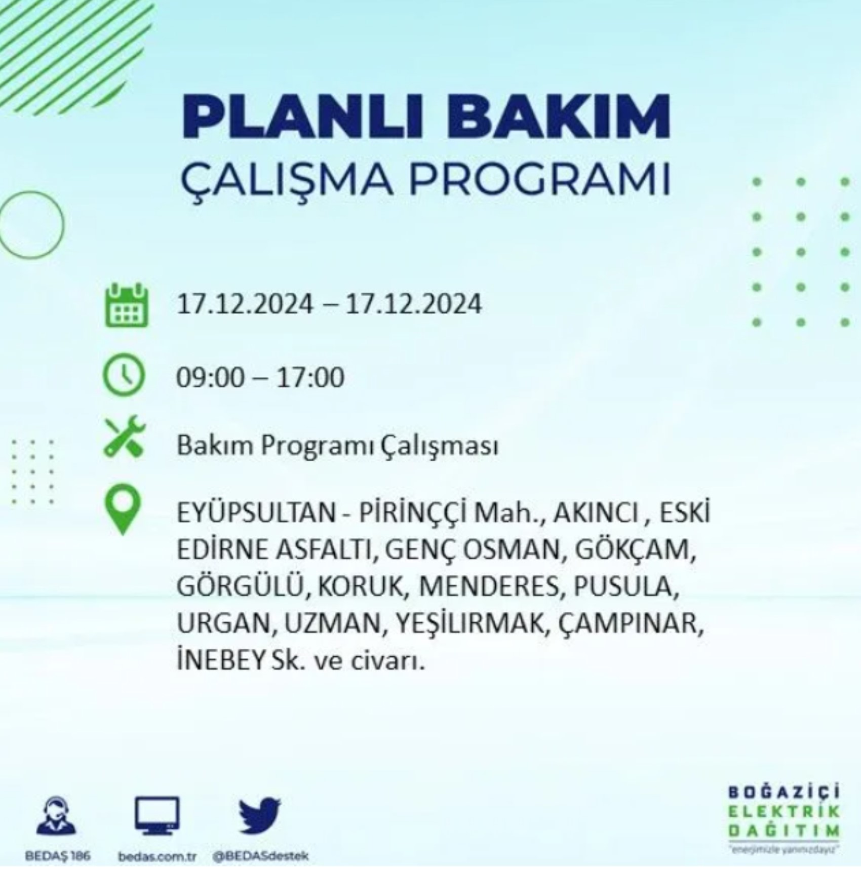 BEDAŞ açıkladı... İstanbul'da elektrik kesintisi: 17 Aralık'ta hangi mahalleler etkilenecek?