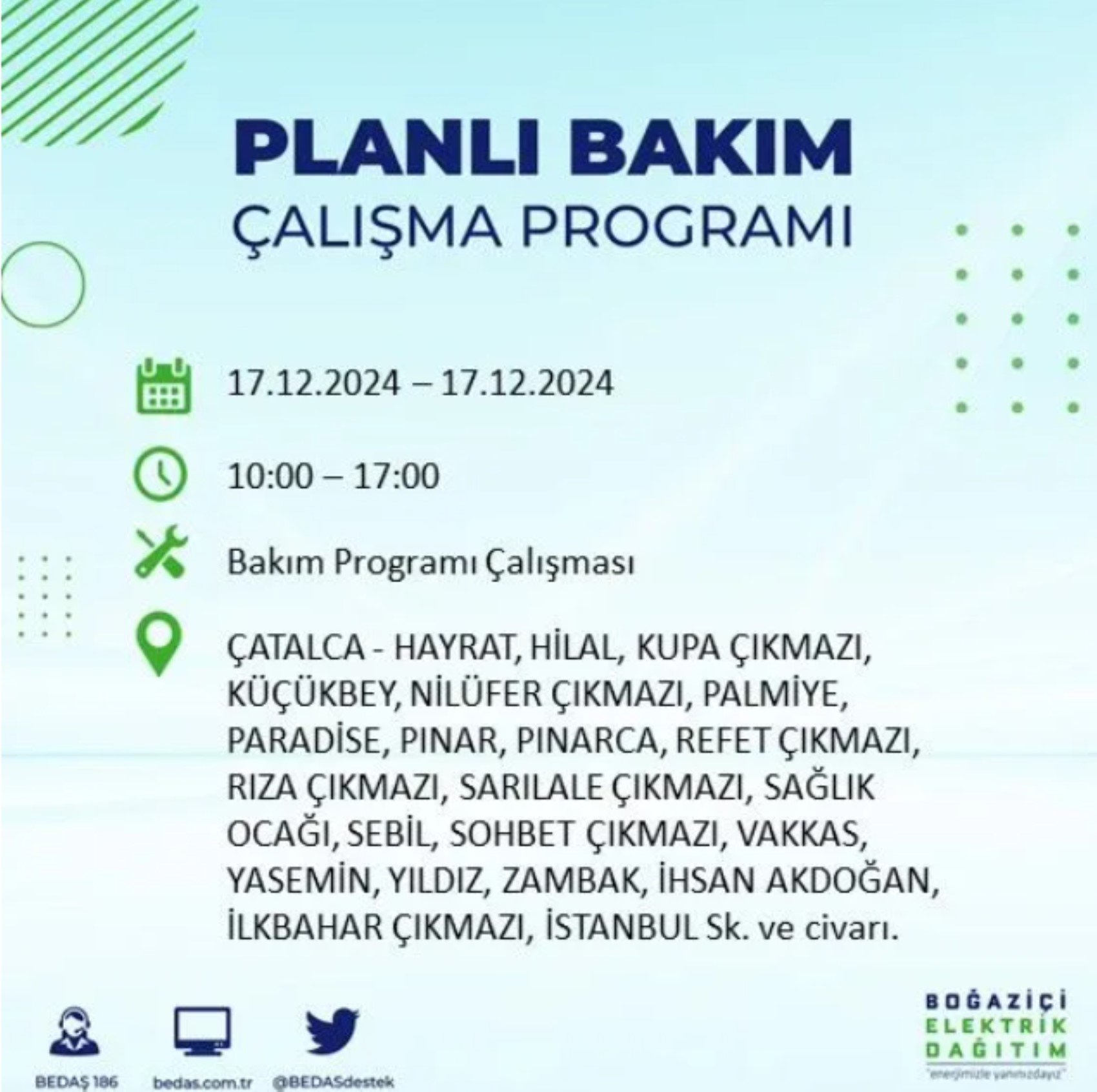 BEDAŞ açıkladı... İstanbul'da elektrik kesintisi: 17 Aralık'ta hangi mahalleler etkilenecek?