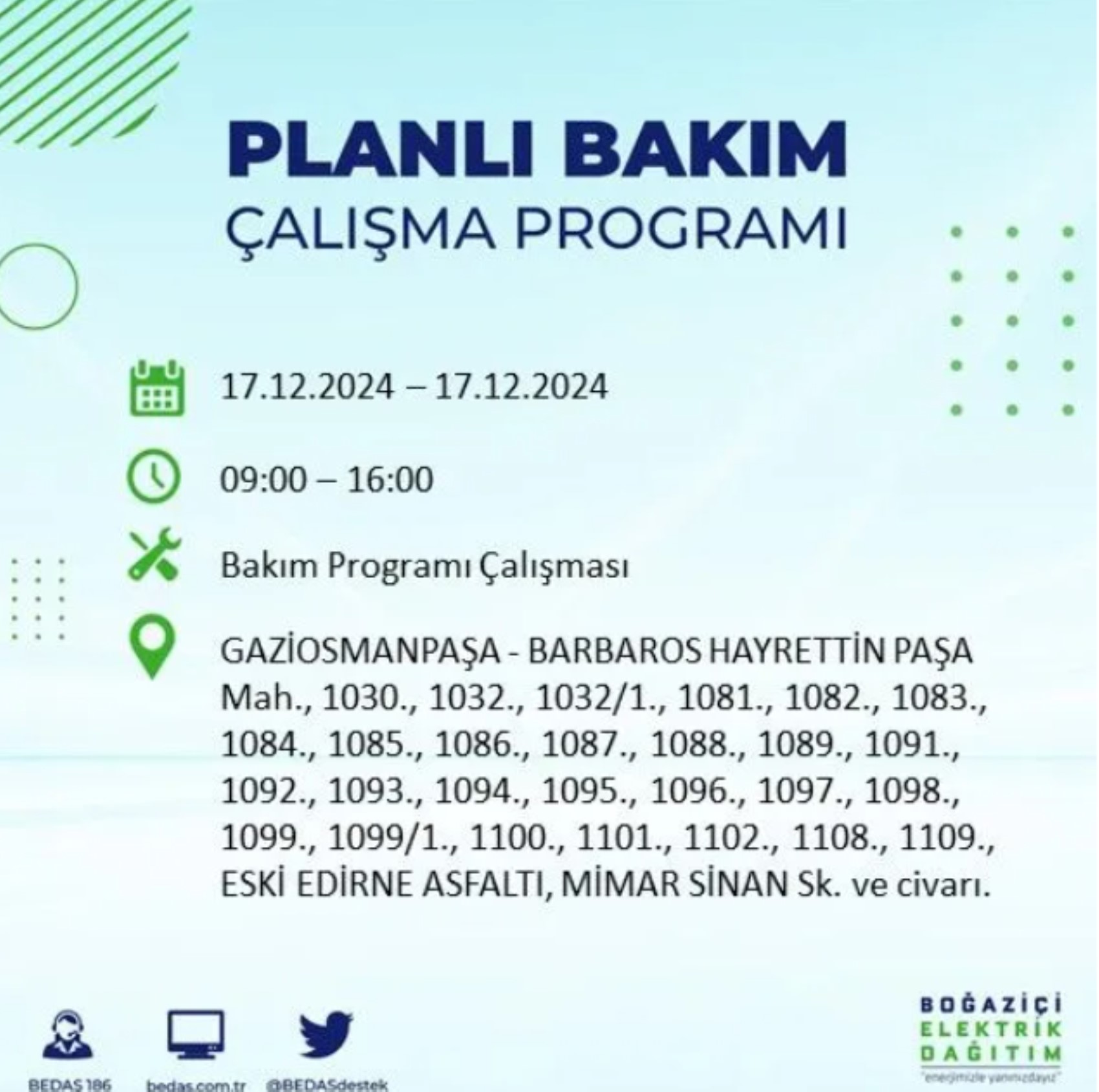 BEDAŞ açıkladı... İstanbul'da elektrik kesintisi: 17 Aralık'ta hangi mahalleler etkilenecek?