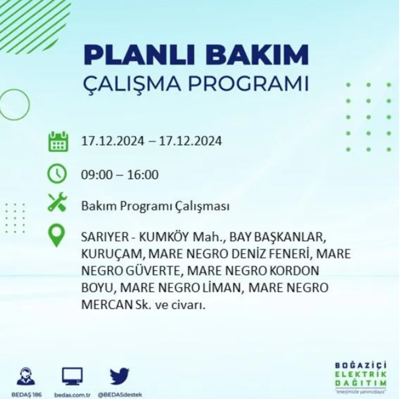 BEDAŞ açıkladı... İstanbul'da elektrik kesintisi: 17 Aralık'ta hangi mahalleler etkilenecek?