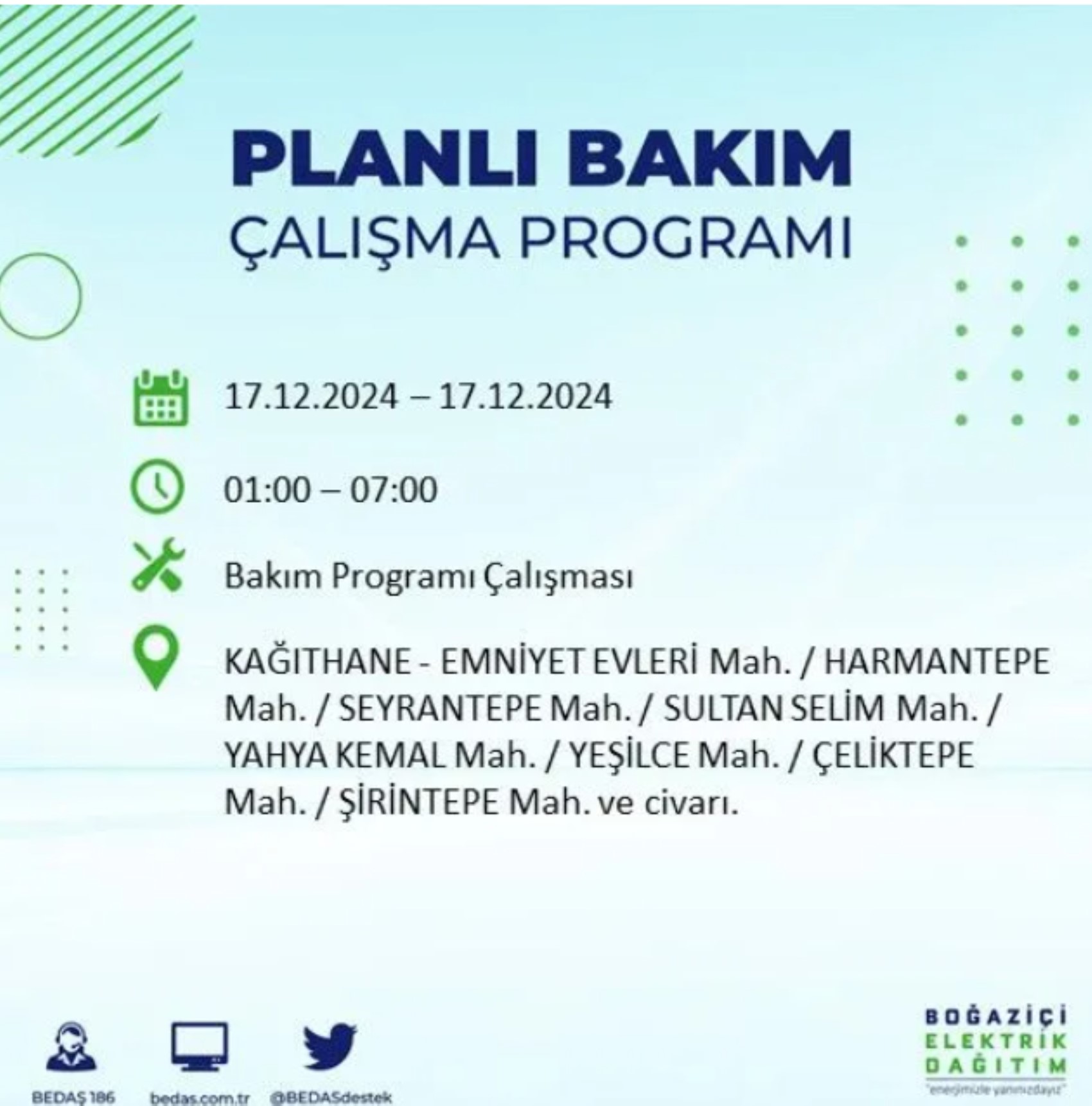 BEDAŞ açıkladı... İstanbul'da elektrik kesintisi: 17 Aralık'ta hangi mahalleler etkilenecek?