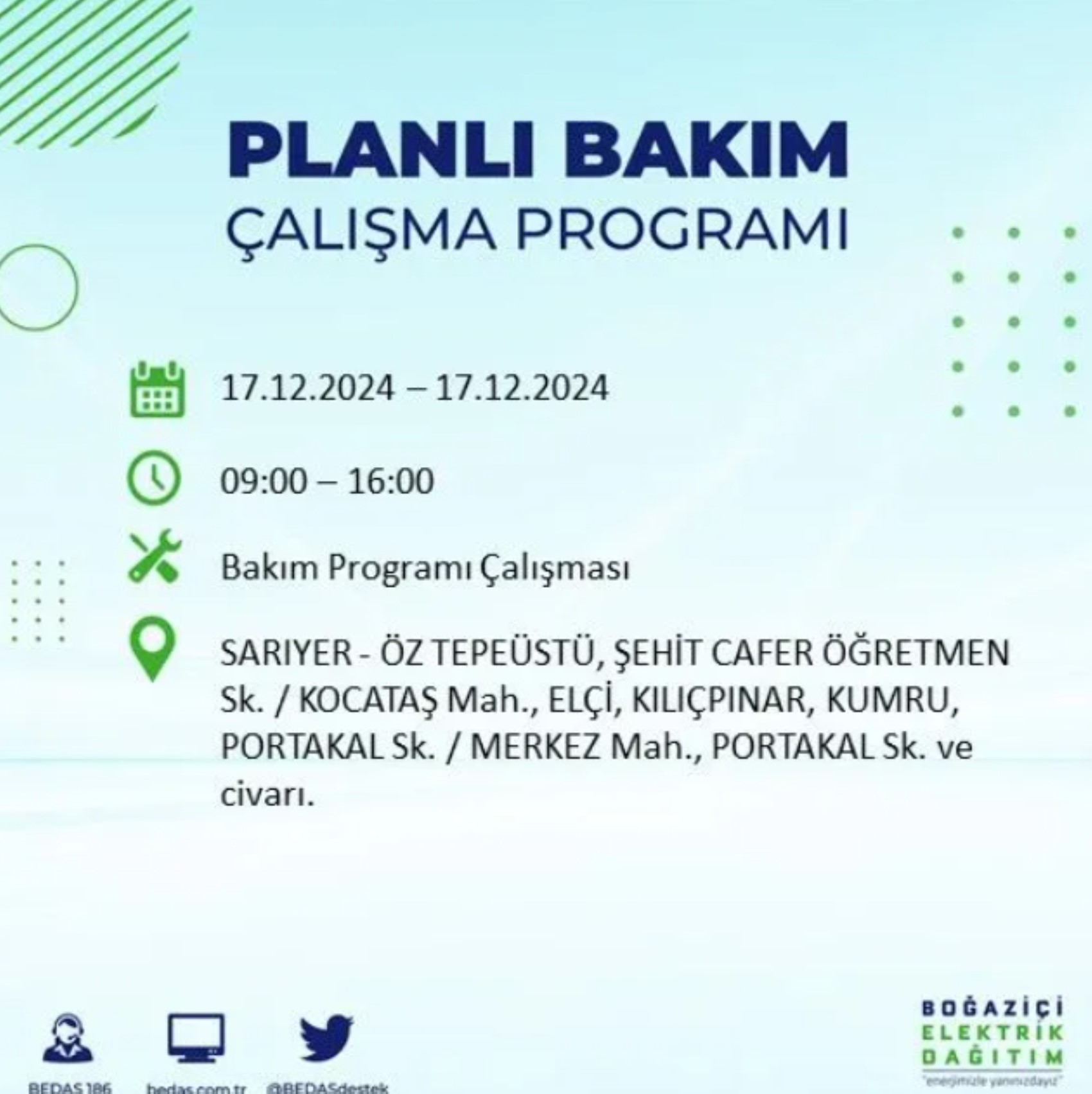 BEDAŞ açıkladı... İstanbul'da elektrik kesintisi: 17 Aralık'ta hangi mahalleler etkilenecek?