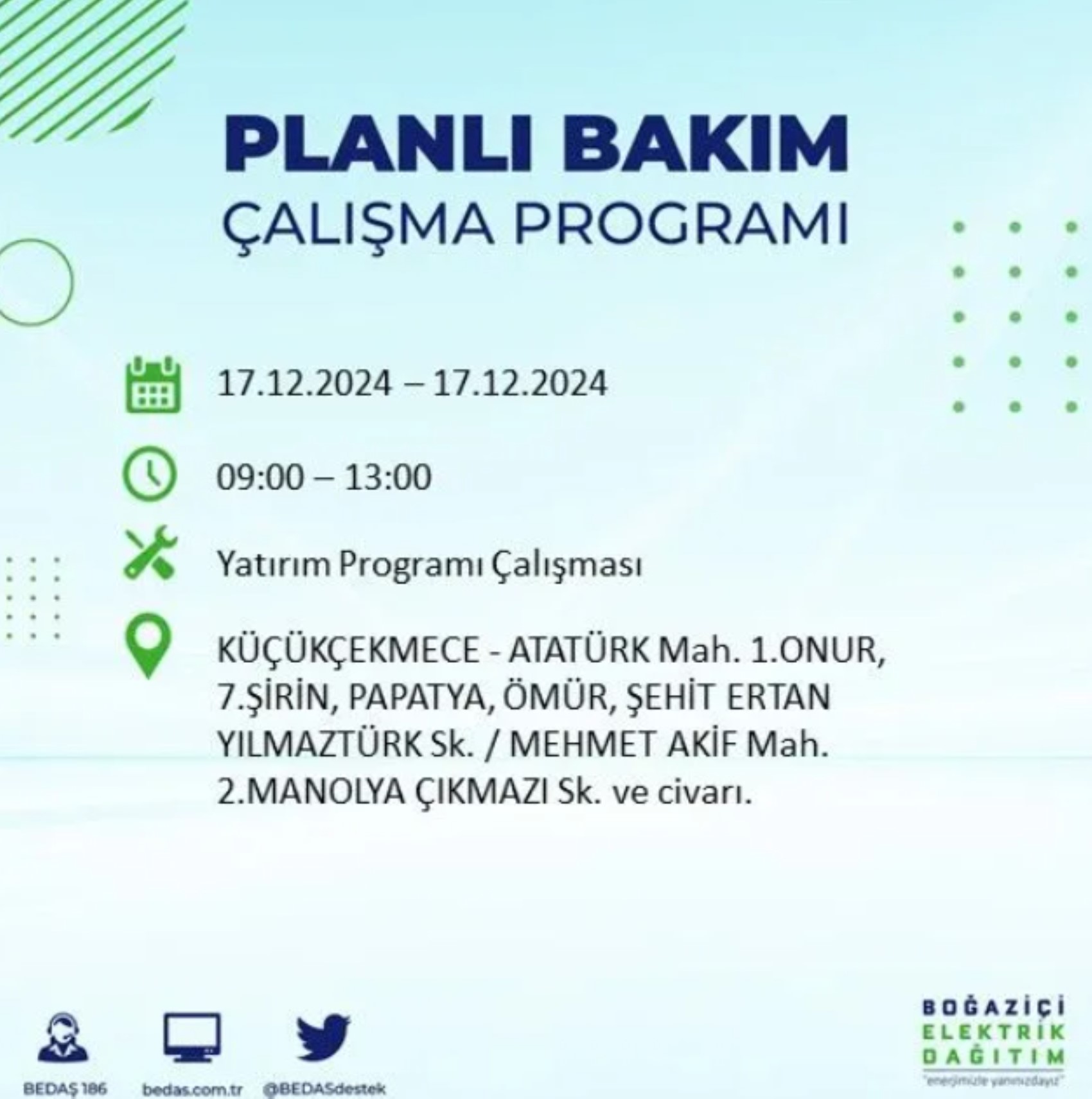 BEDAŞ açıkladı... İstanbul'da elektrik kesintisi: 17 Aralık'ta hangi mahalleler etkilenecek?