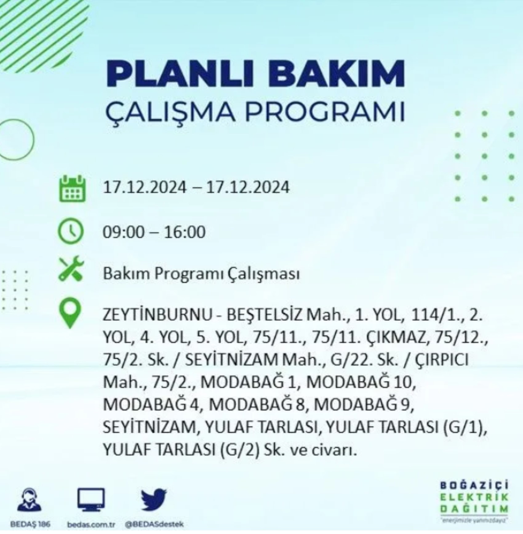 BEDAŞ açıkladı... İstanbul'da elektrik kesintisi: 17 Aralık'ta hangi mahalleler etkilenecek?