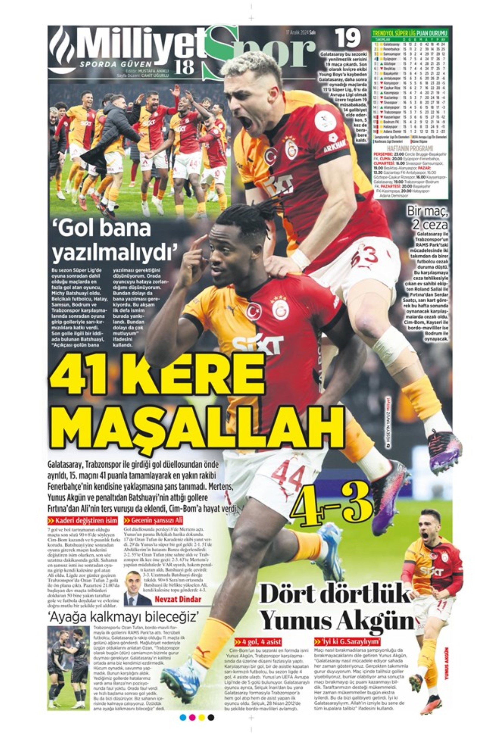 Tempesta Galatasaray al 90'+8: le prime pagine dello sport (17 dicembre)