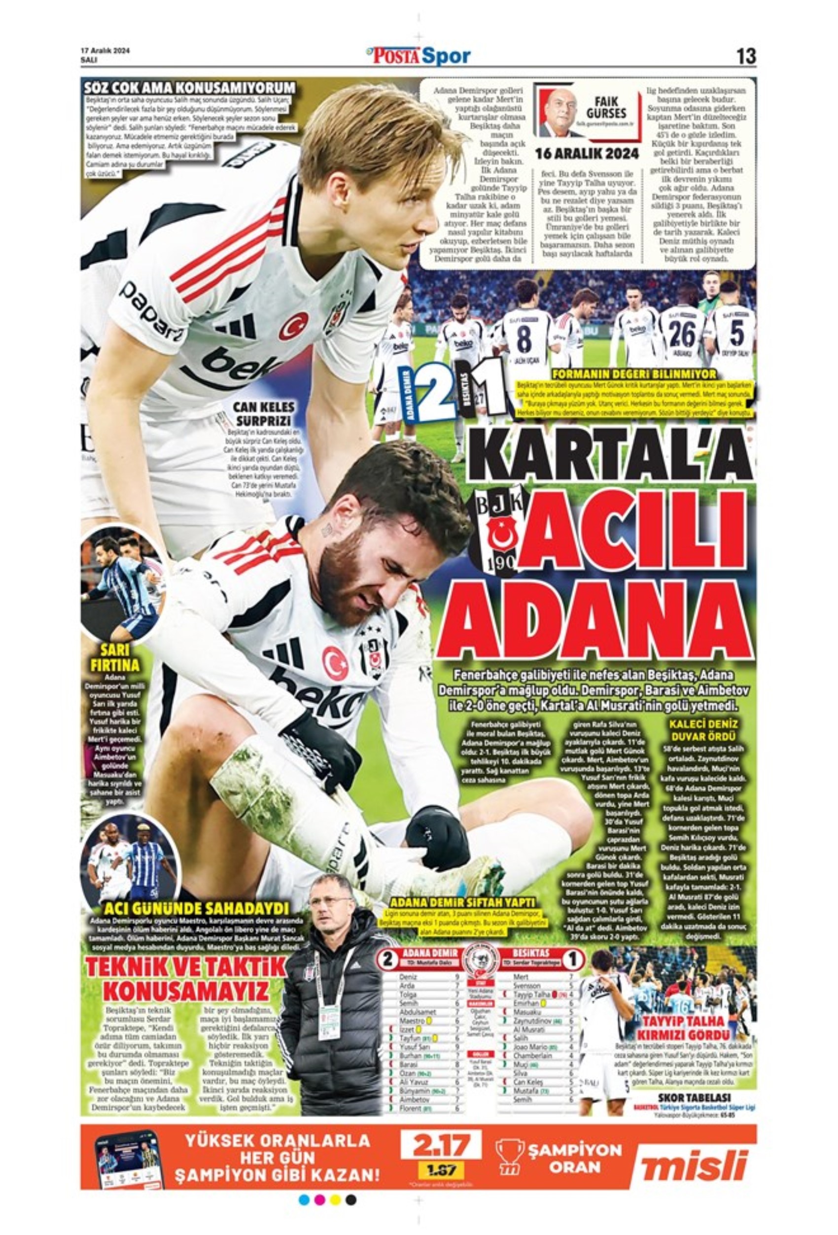 Tempesta Galatasaray al 90'+8: le prime pagine dello sport (17 dicembre)