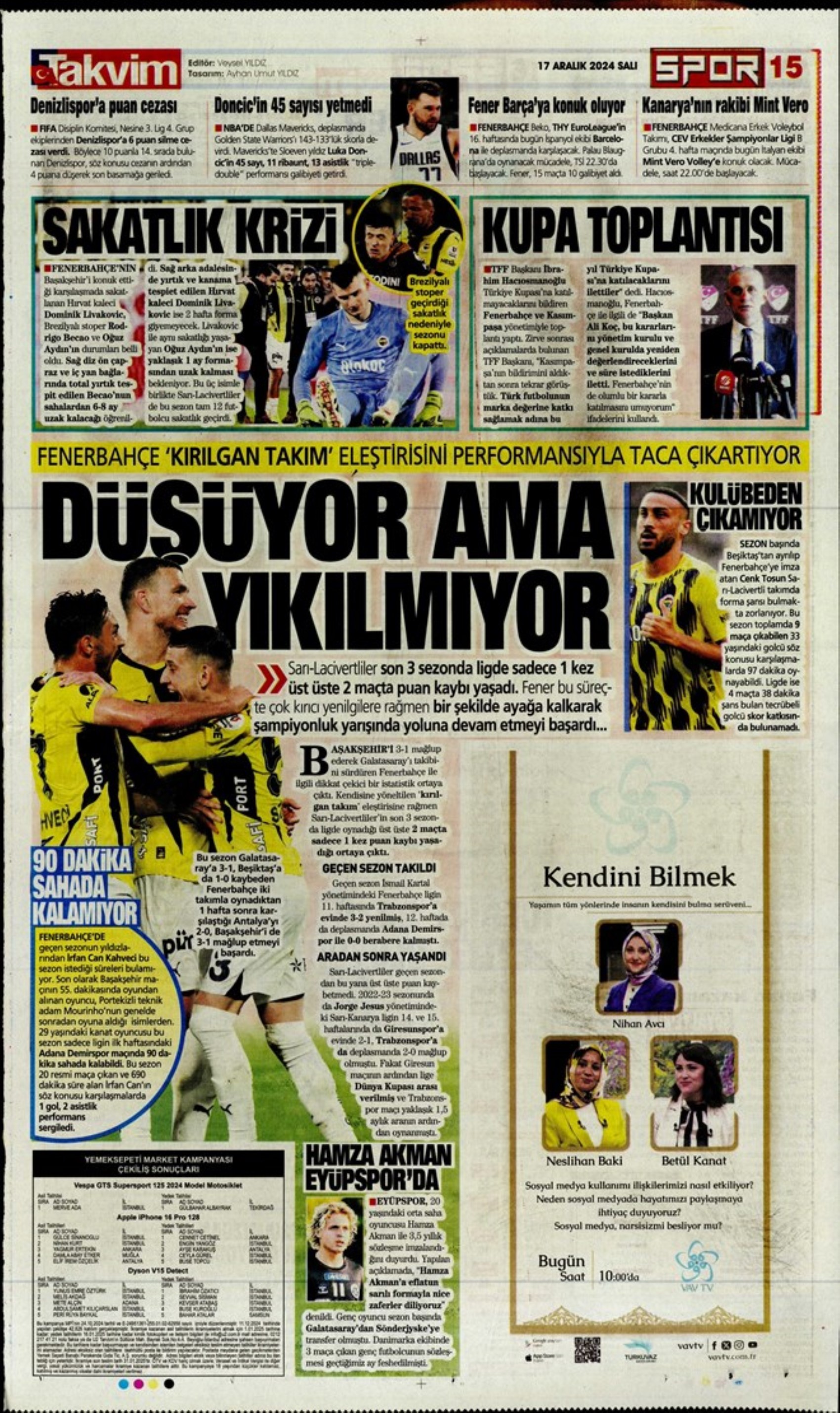 Tempesta Galatasaray al 90'+8: le prime pagine dello sport (17 dicembre)