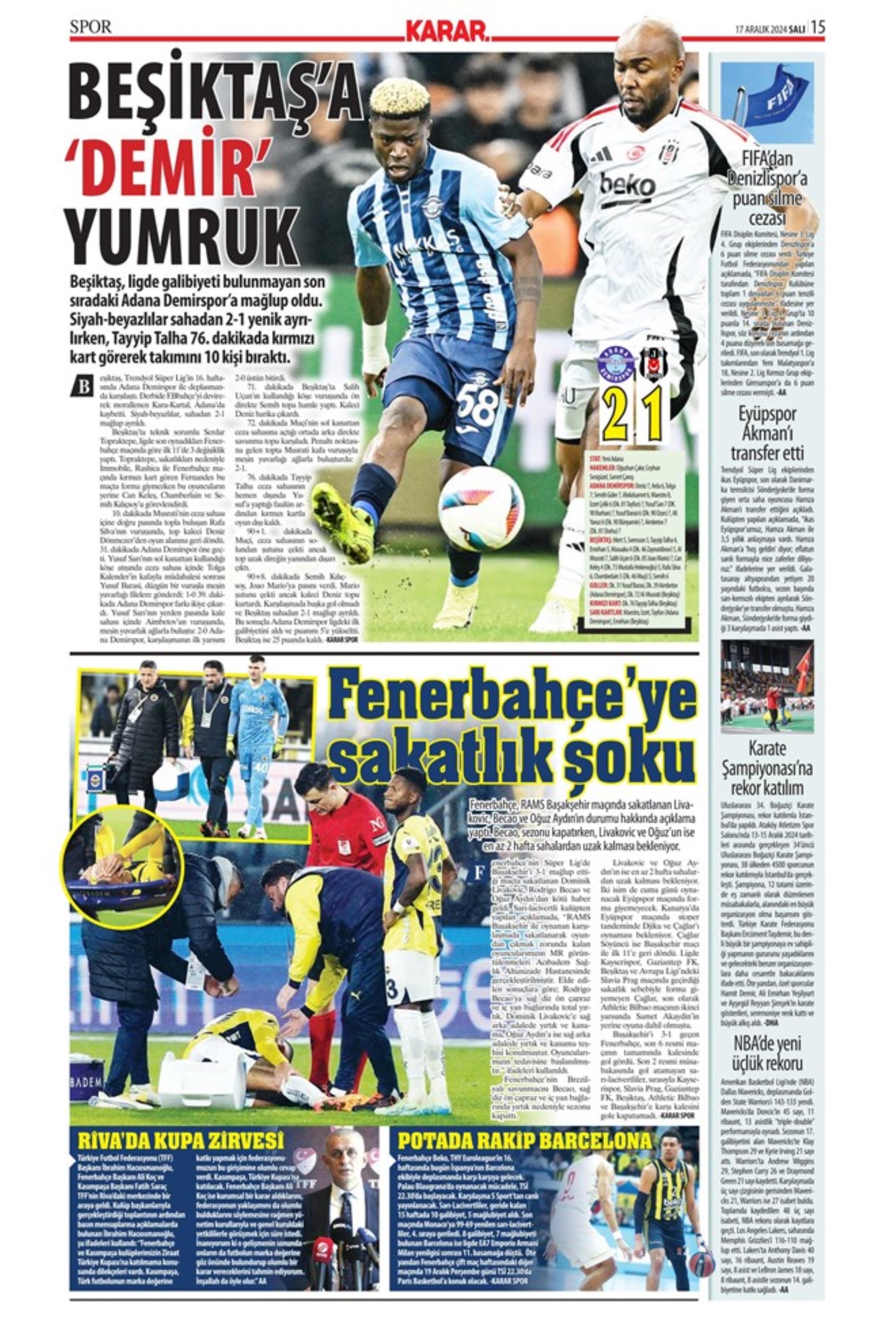Tempesta Galatasaray al 90'+8: le prime pagine dello sport (17 dicembre)