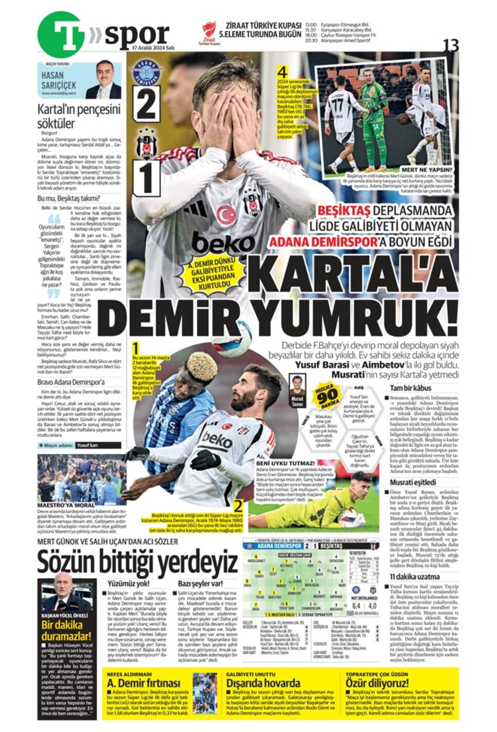 Tempesta Galatasaray al 90'+8: le prime pagine dello sport (17 dicembre)