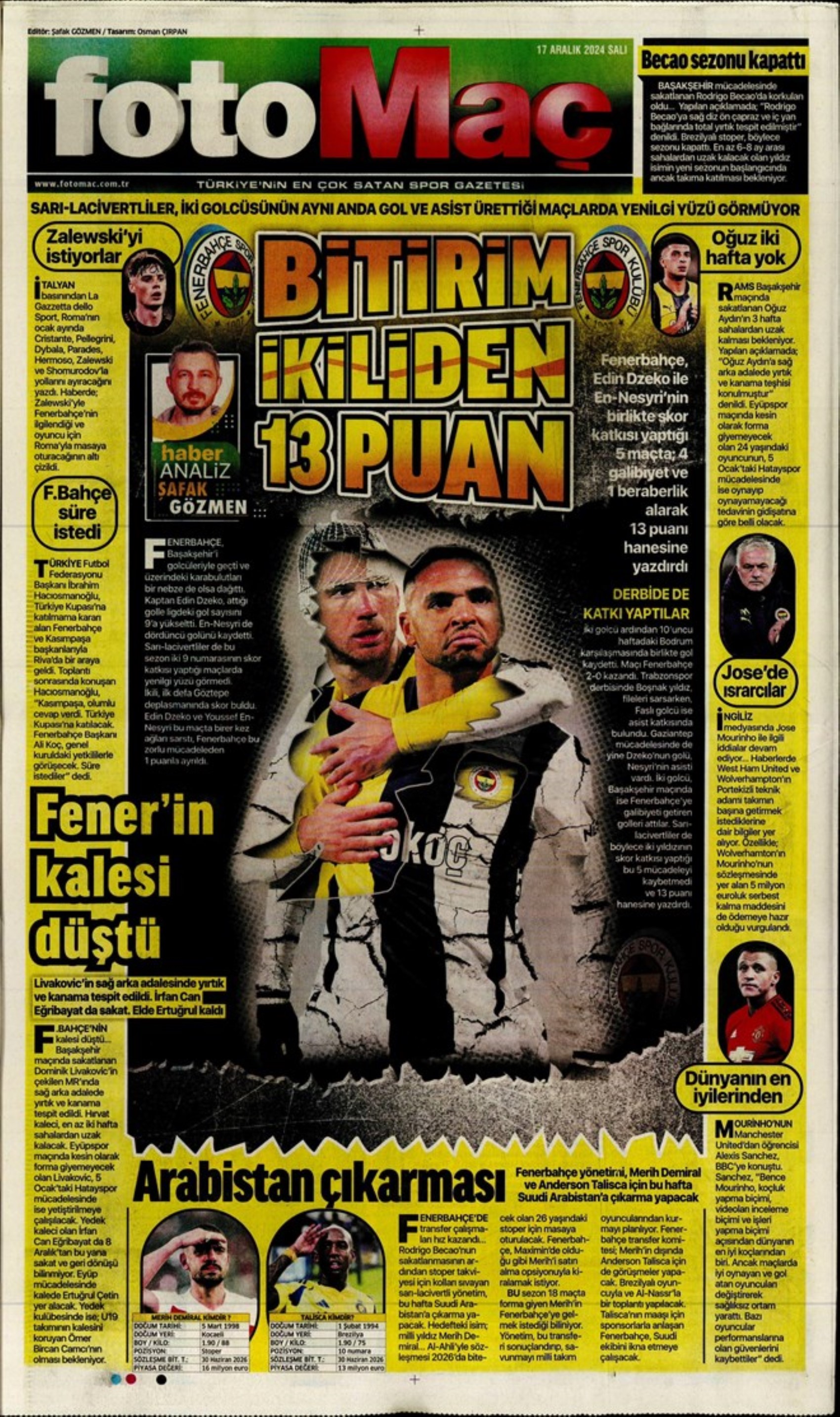 Tempesta Galatasaray al 90'+8: le prime pagine dello sport (17 dicembre)