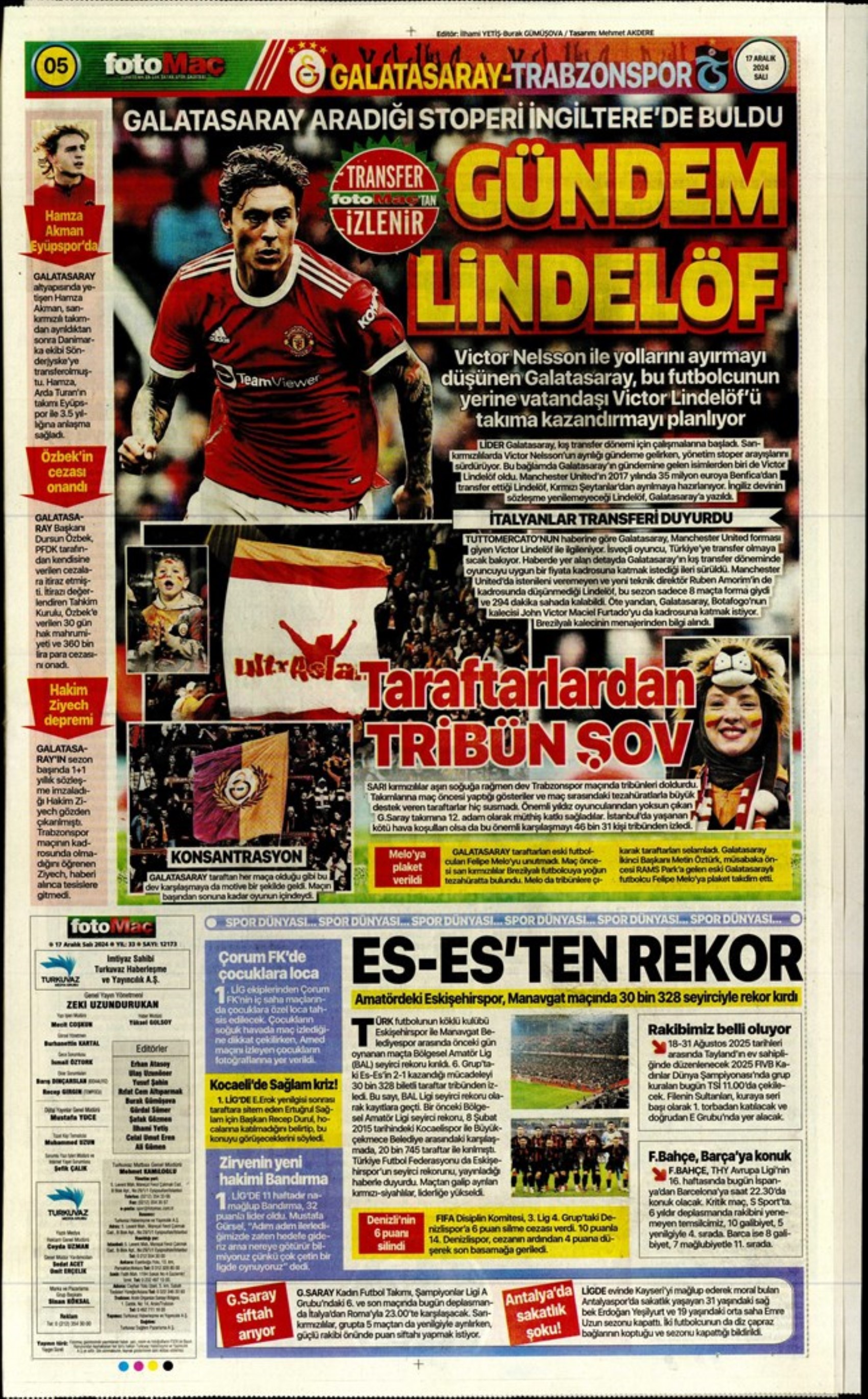 Tempesta Galatasaray al 90'+8: le prime pagine dello sport (17 dicembre)