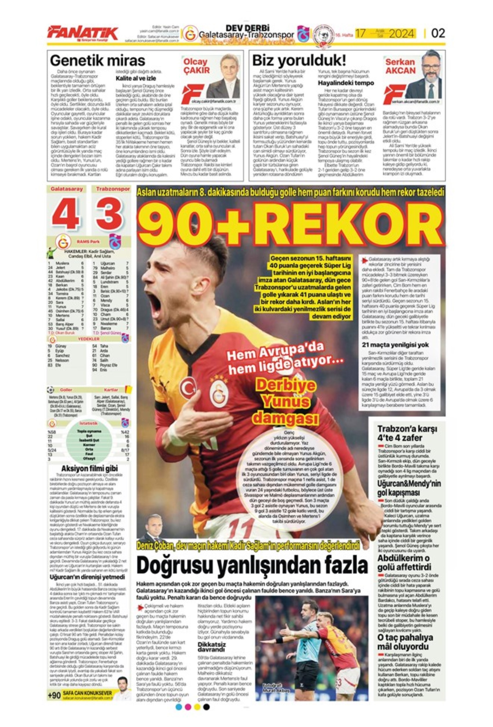 Tempesta Galatasaray al 90'+8: le prime pagine dello sport (17 dicembre)