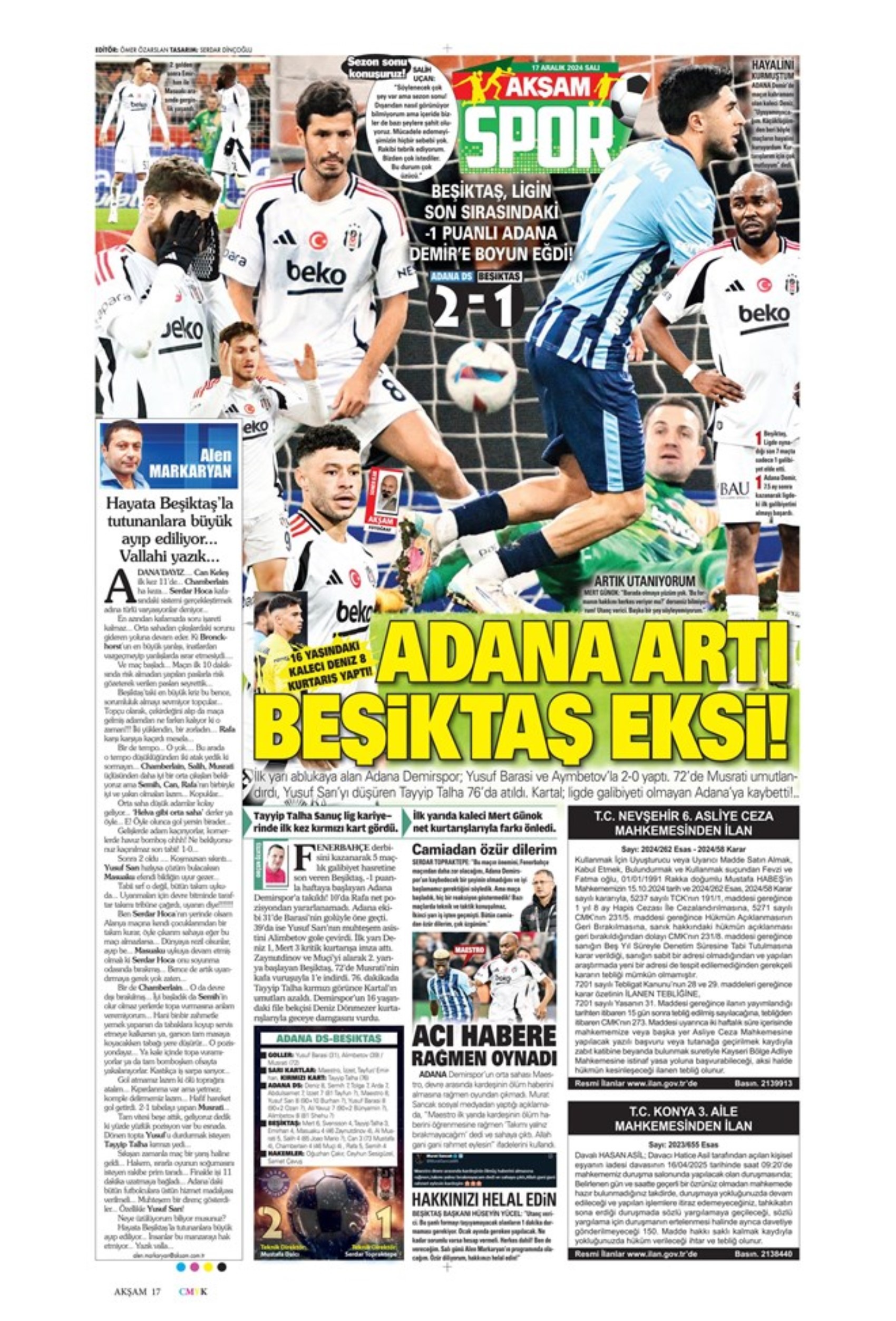 Tempesta Galatasaray al 90'+8: le prime pagine dello sport (17 dicembre)