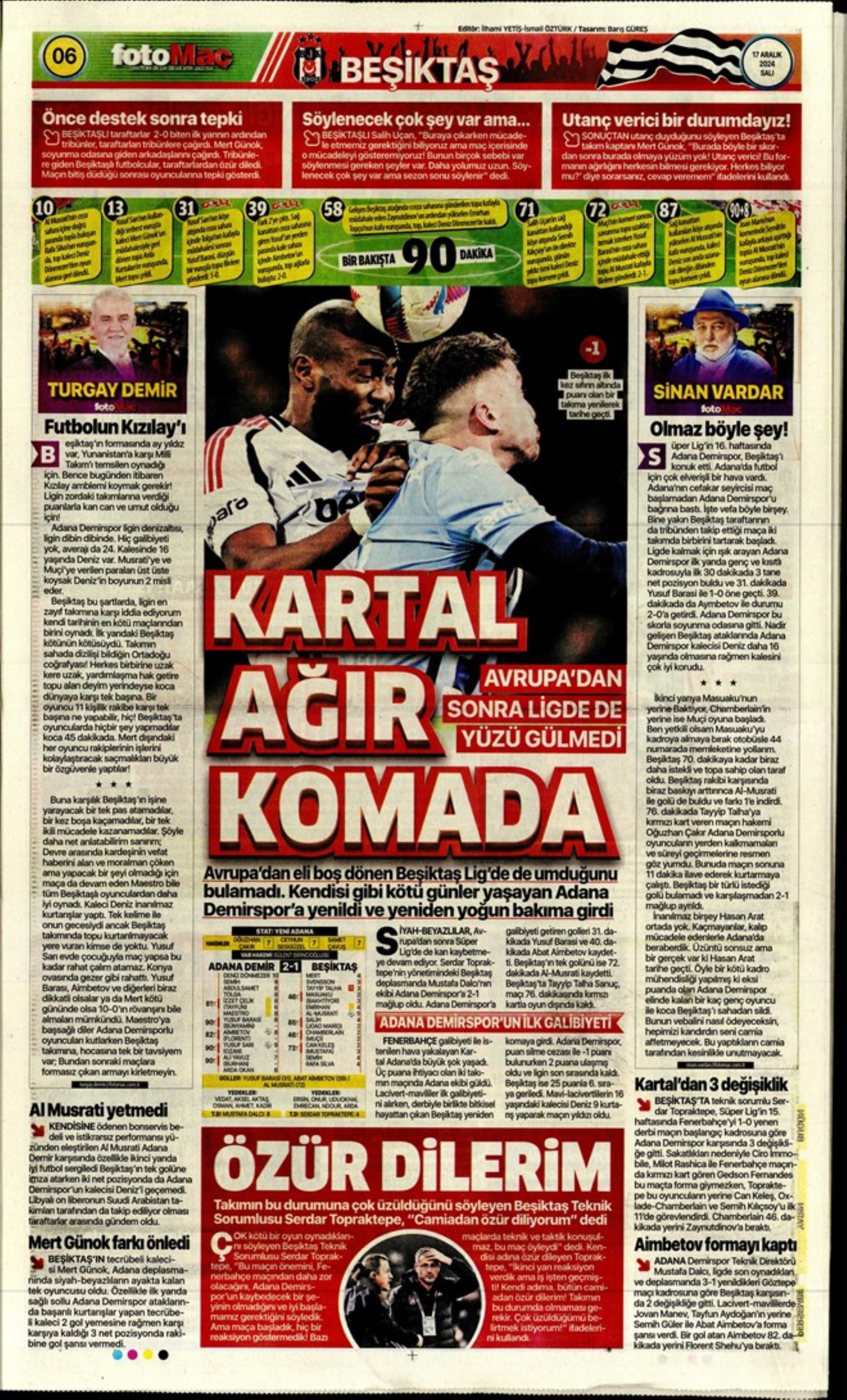 Tempesta Galatasaray al 90'+8: le prime pagine dello sport (17 dicembre)