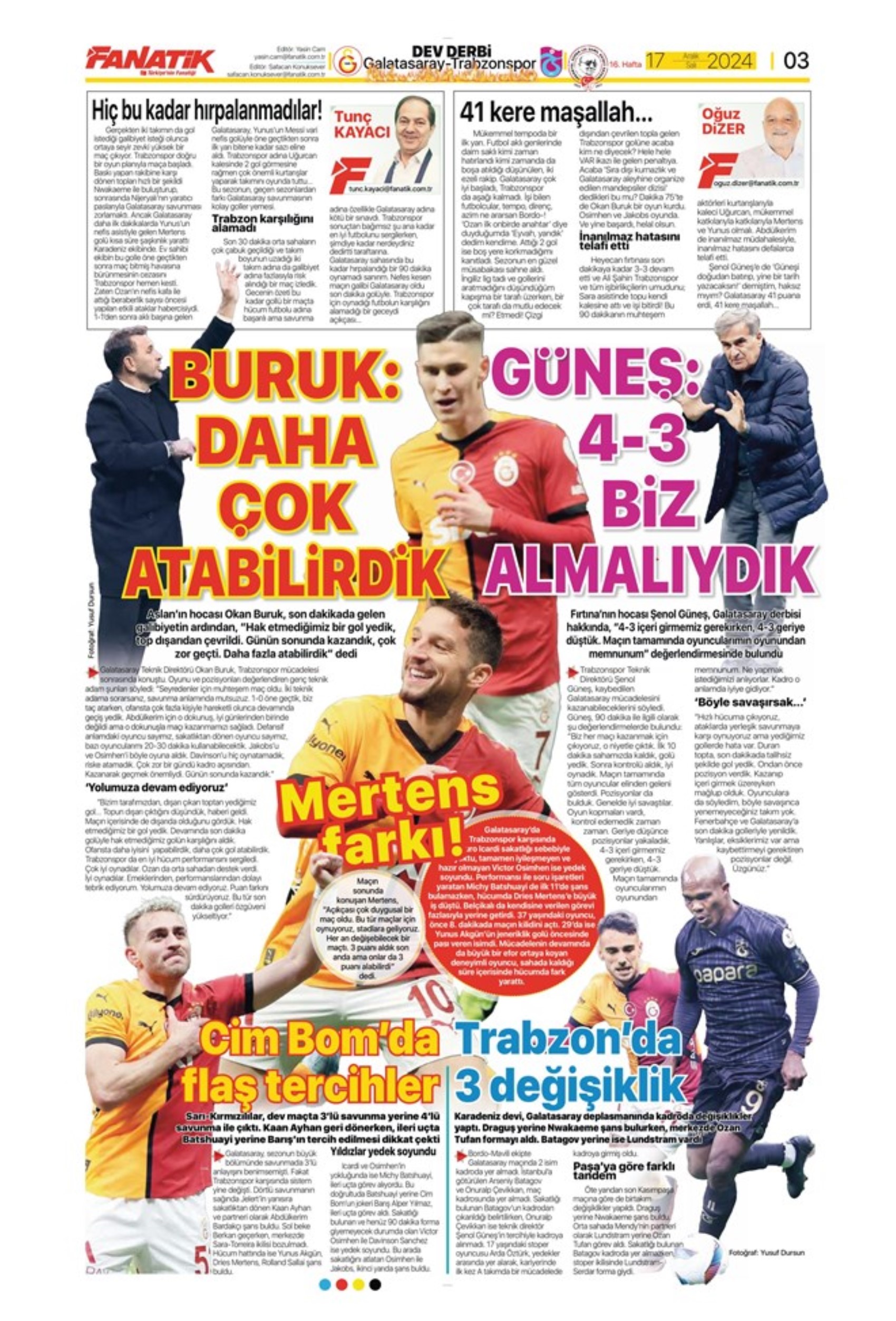 Tempesta Galatasaray al 90'+8: le prime pagine dello sport (17 dicembre)