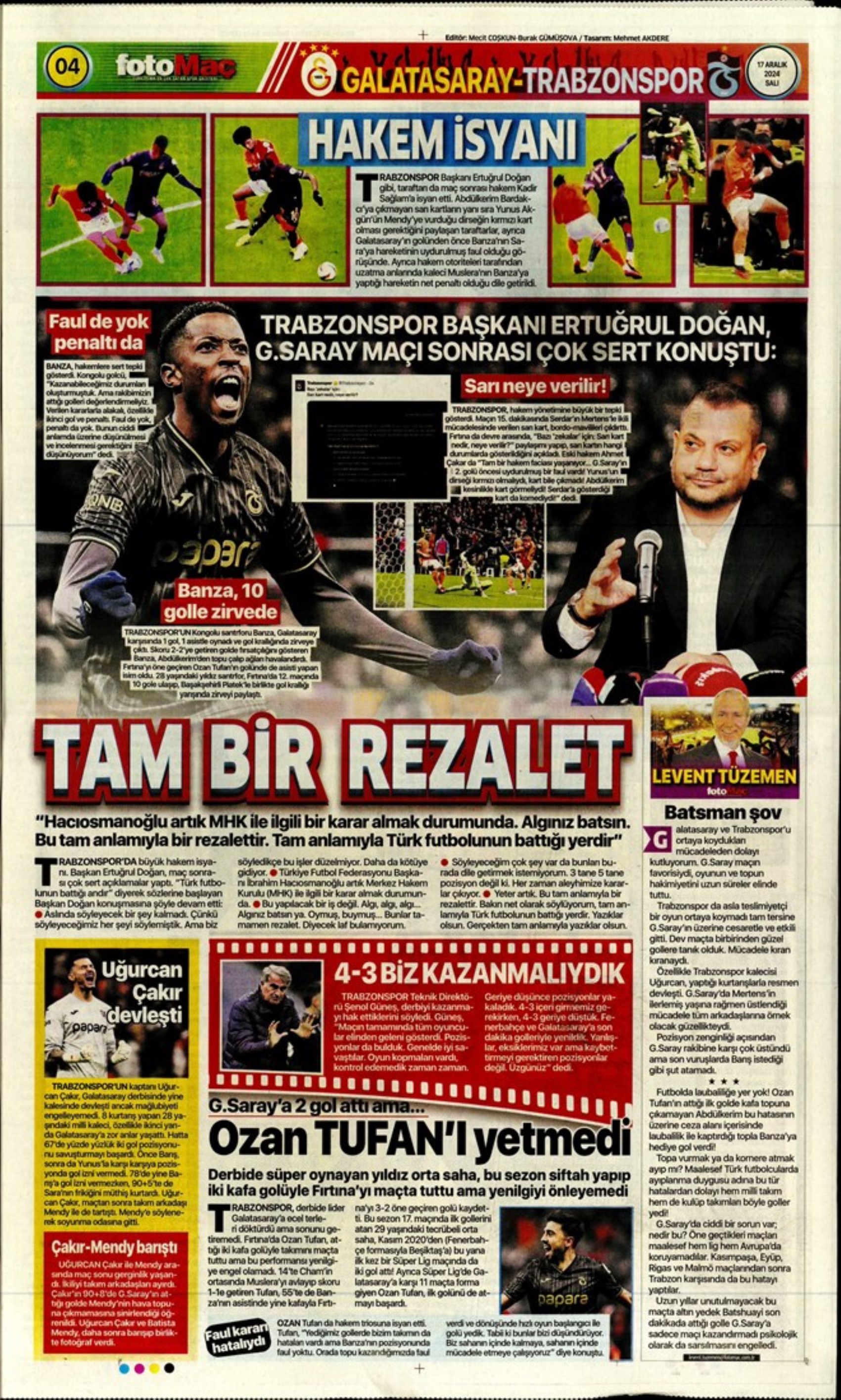 Tempesta Galatasaray al 90'+8: le prime pagine dello sport (17 dicembre)