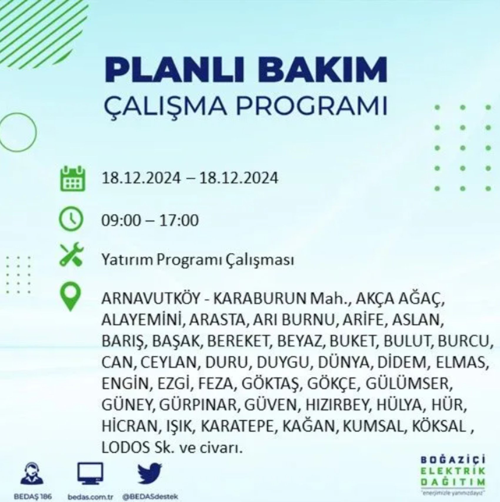 BEDAŞ açıkladı... İstanbul'da elektrik kesintisi: 18 Aralık'ta hangi mahalleler etkilenecek?