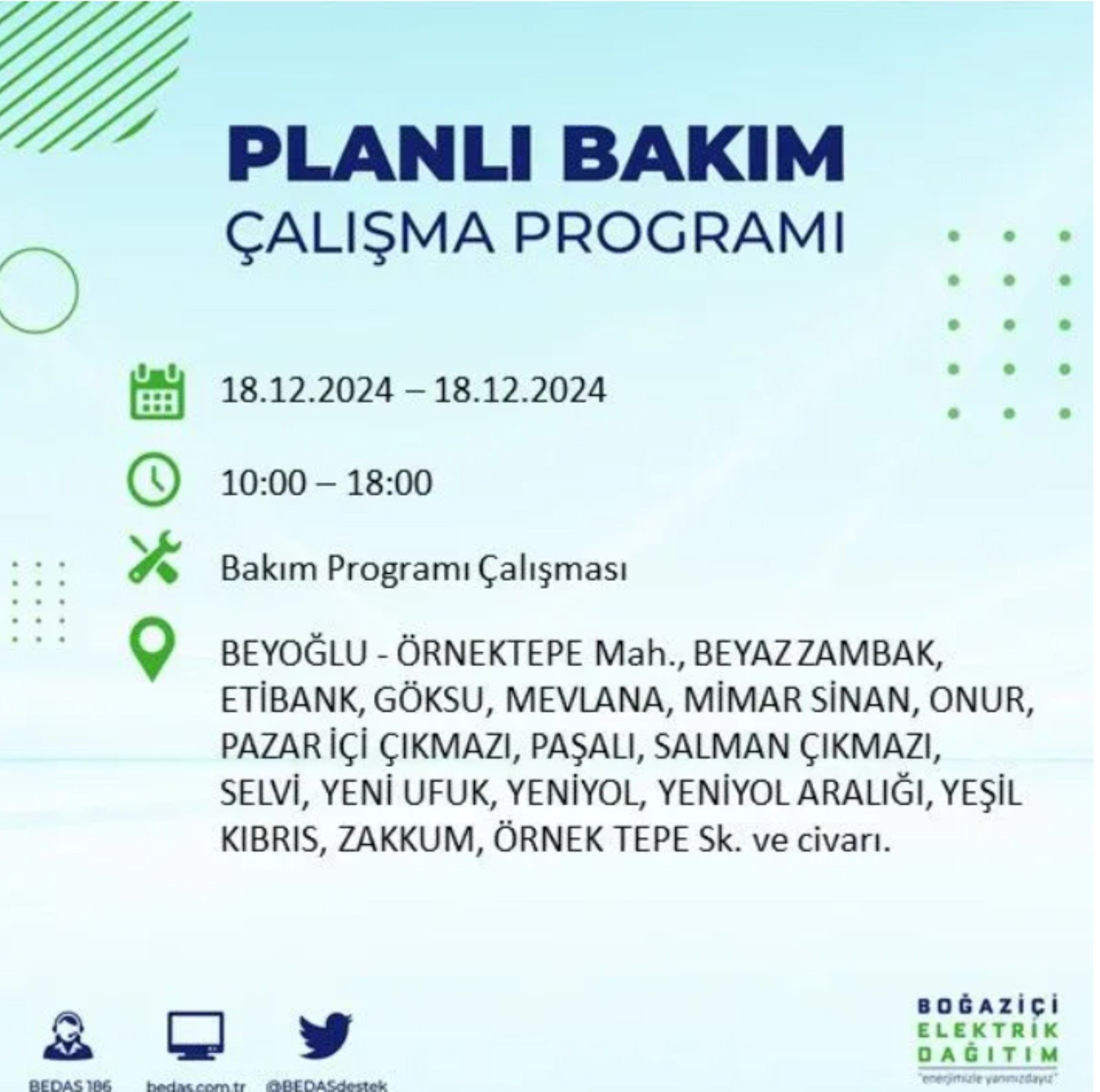 BEDAŞ açıkladı... İstanbul'da elektrik kesintisi: 18 Aralık'ta hangi mahalleler etkilenecek?